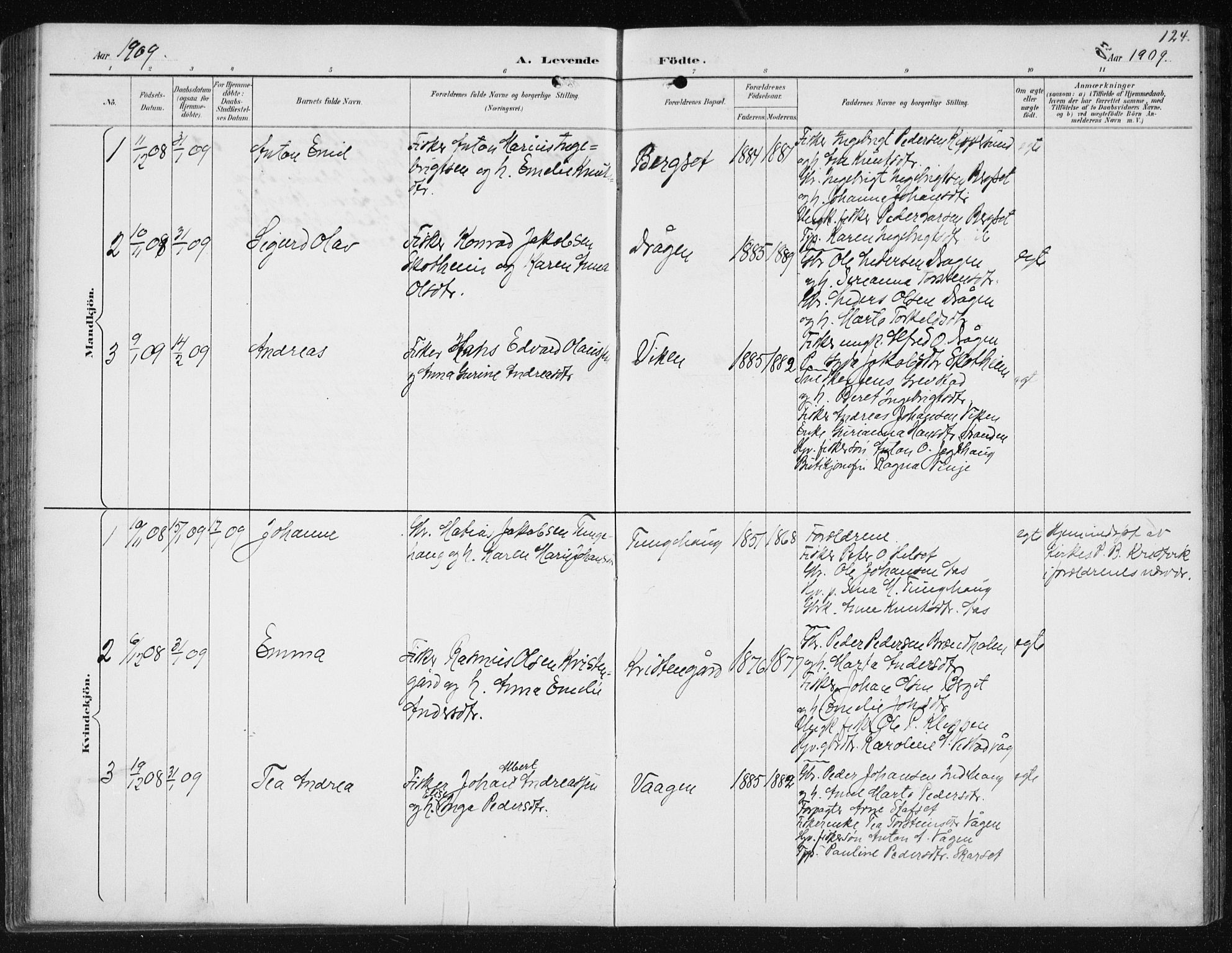 Ministerialprotokoller, klokkerbøker og fødselsregistre - Møre og Romsdal, AV/SAT-A-1454/566/L0773: Parish register (copy) no. 566C02, 1892-1909, p. 124