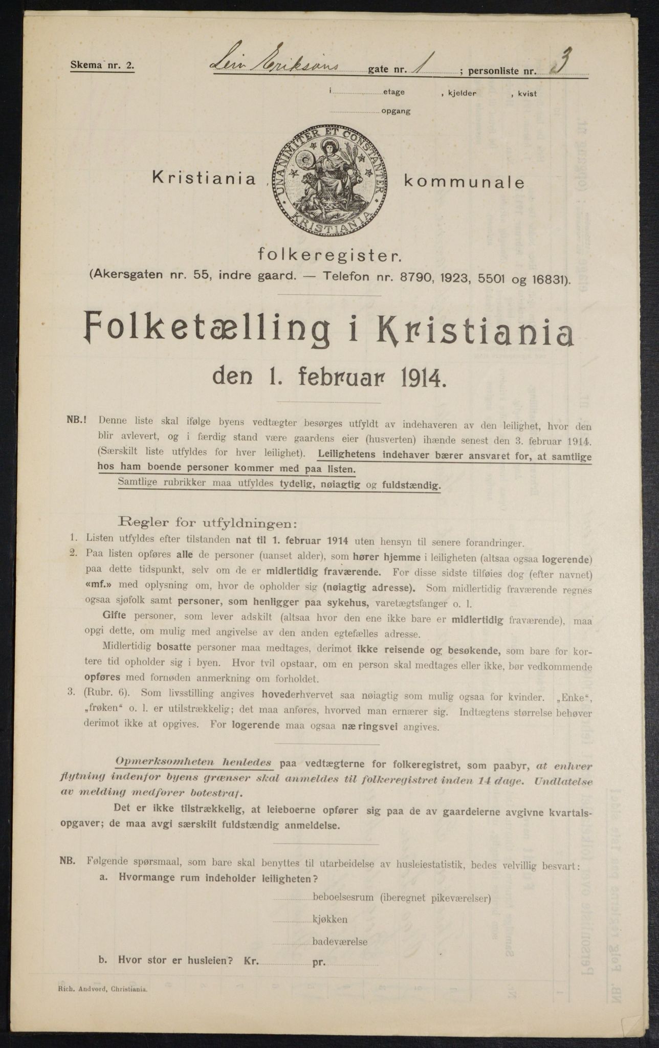 OBA, Municipal Census 1914 for Kristiania, 1914, p. 57345