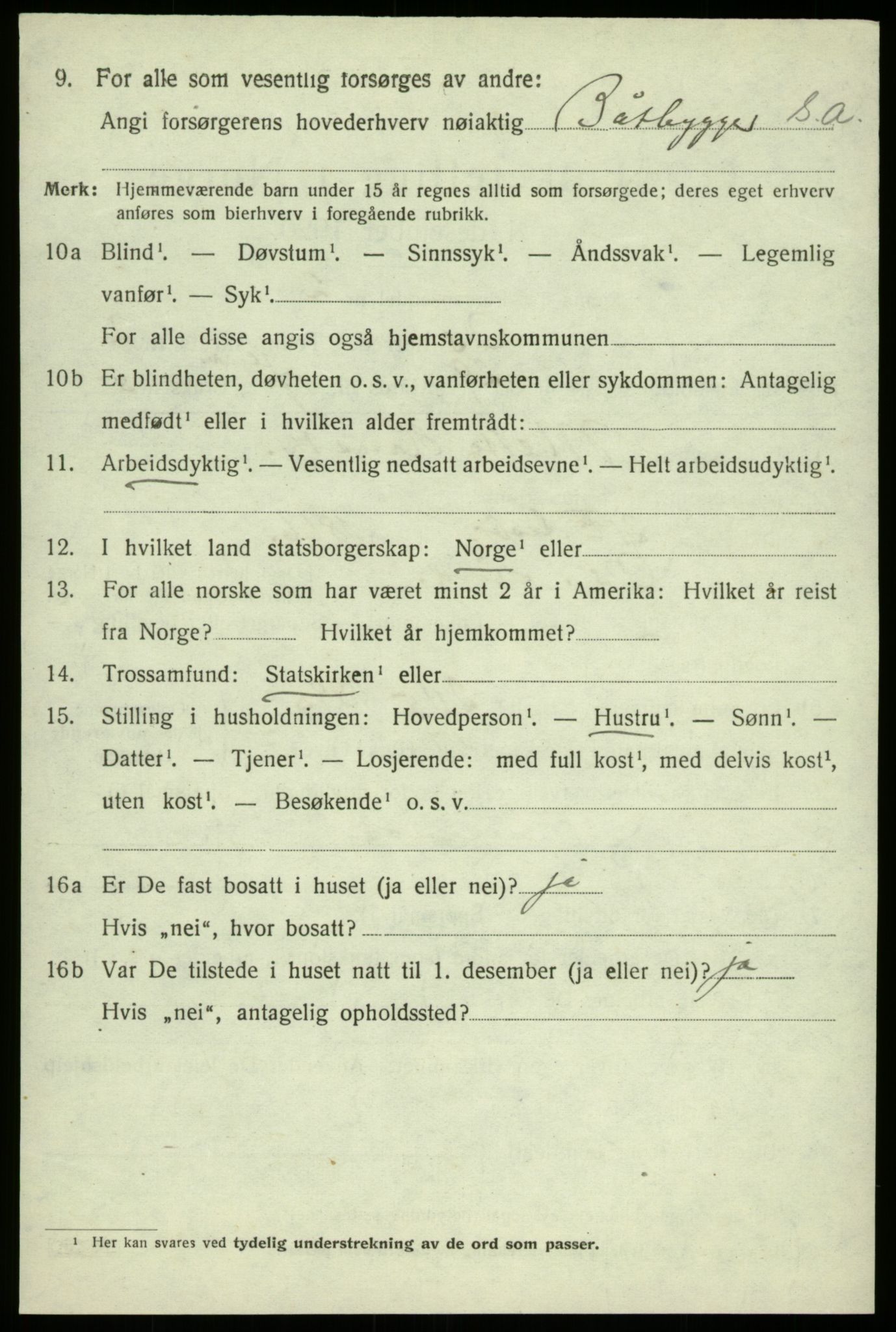 SAB, 1920 census for Os, 1920, p. 2191