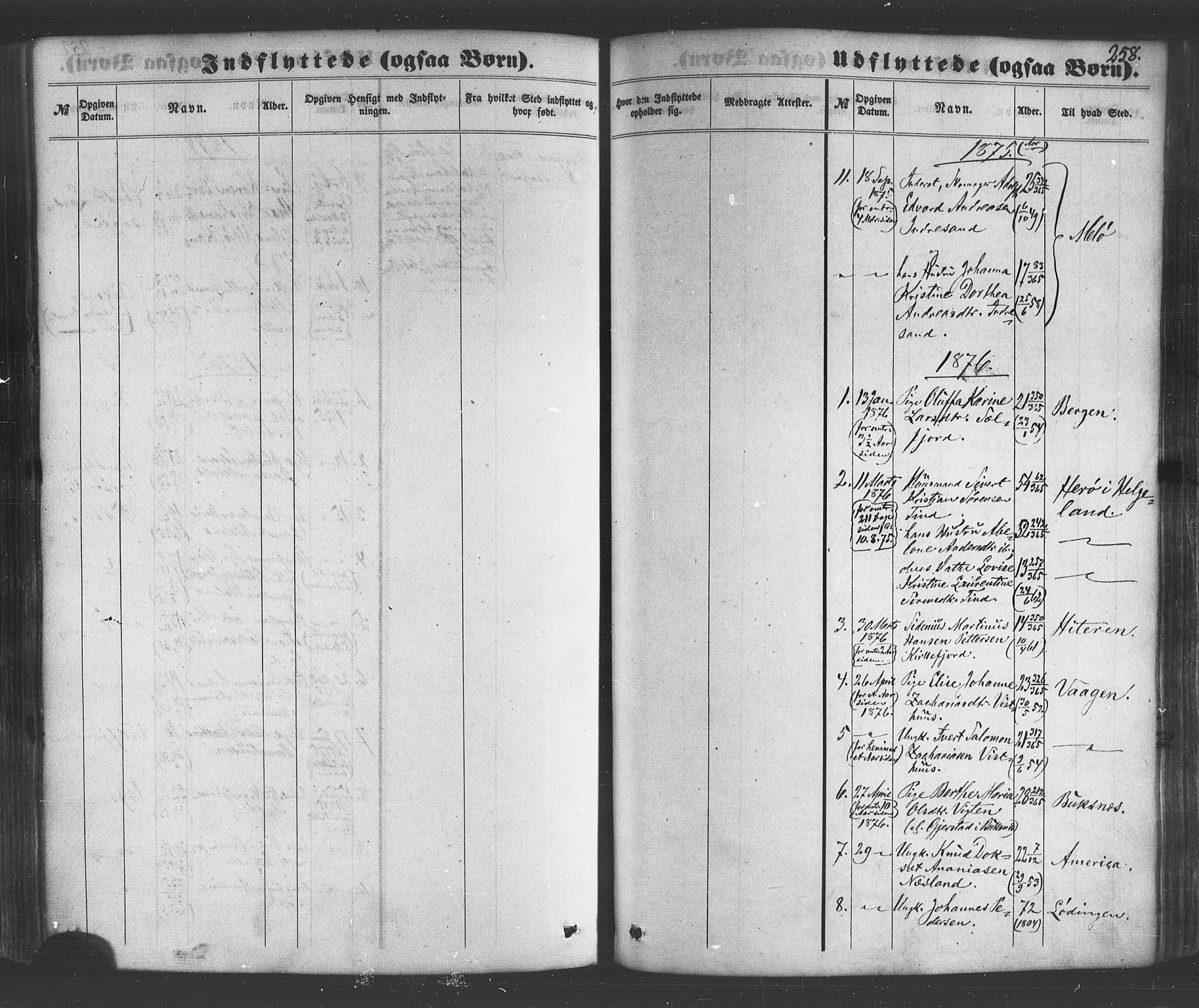 Ministerialprotokoller, klokkerbøker og fødselsregistre - Nordland, AV/SAT-A-1459/885/L1203: Parish register (official) no. 885A04, 1859-1877, p. 258