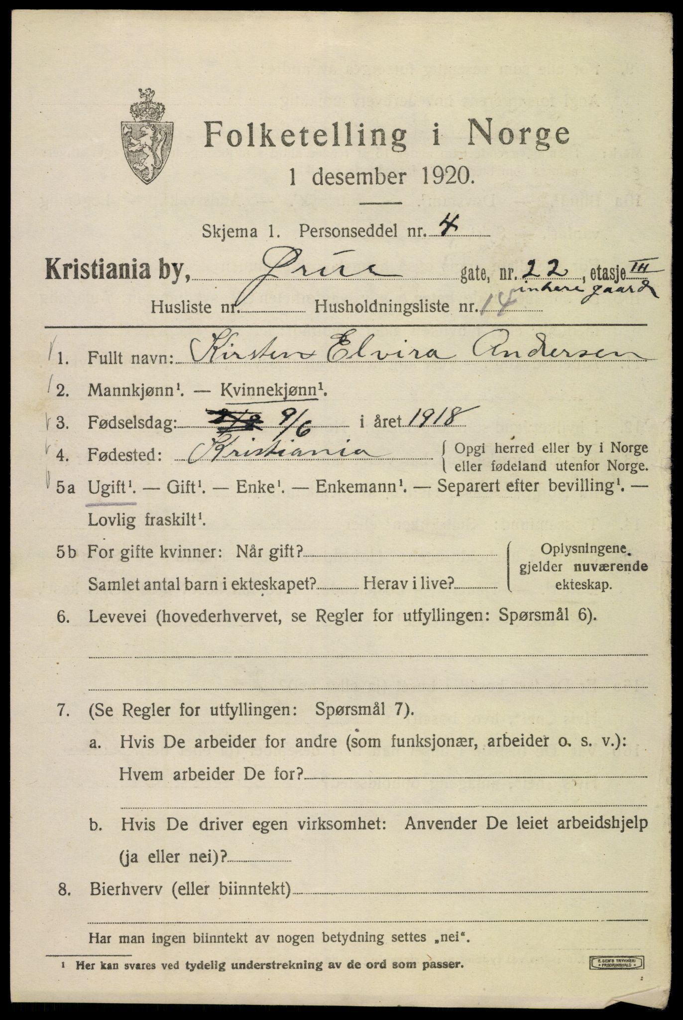 SAO, 1920 census for Kristiania, 1920, p. 253895