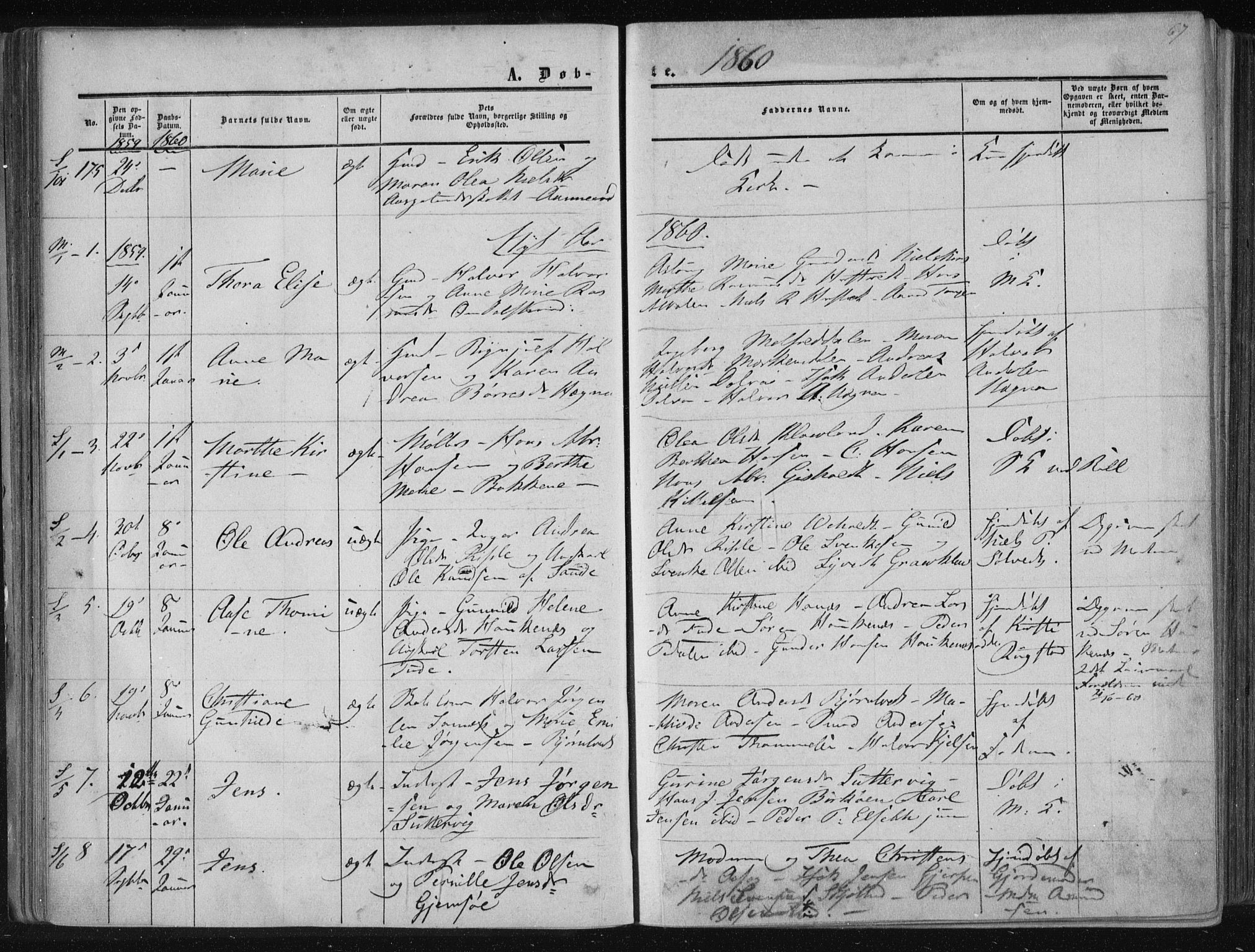 Solum kirkebøker, SAKO/A-306/F/Fa/L0007: Parish register (official) no. I 7, 1856-1864, p. 67