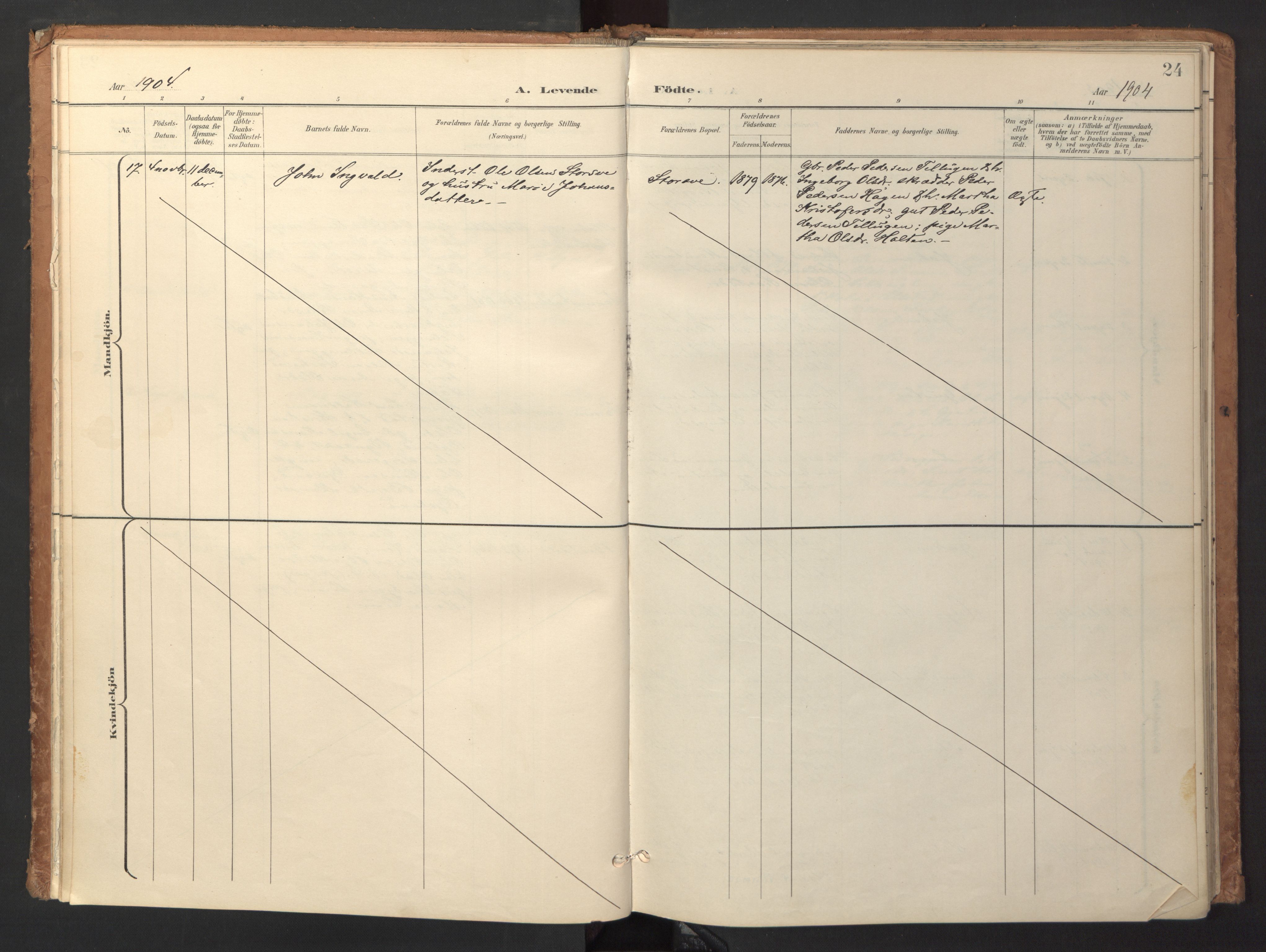 Ministerialprotokoller, klokkerbøker og fødselsregistre - Sør-Trøndelag, SAT/A-1456/618/L0448: Parish register (official) no. 618A11, 1898-1916, p. 24