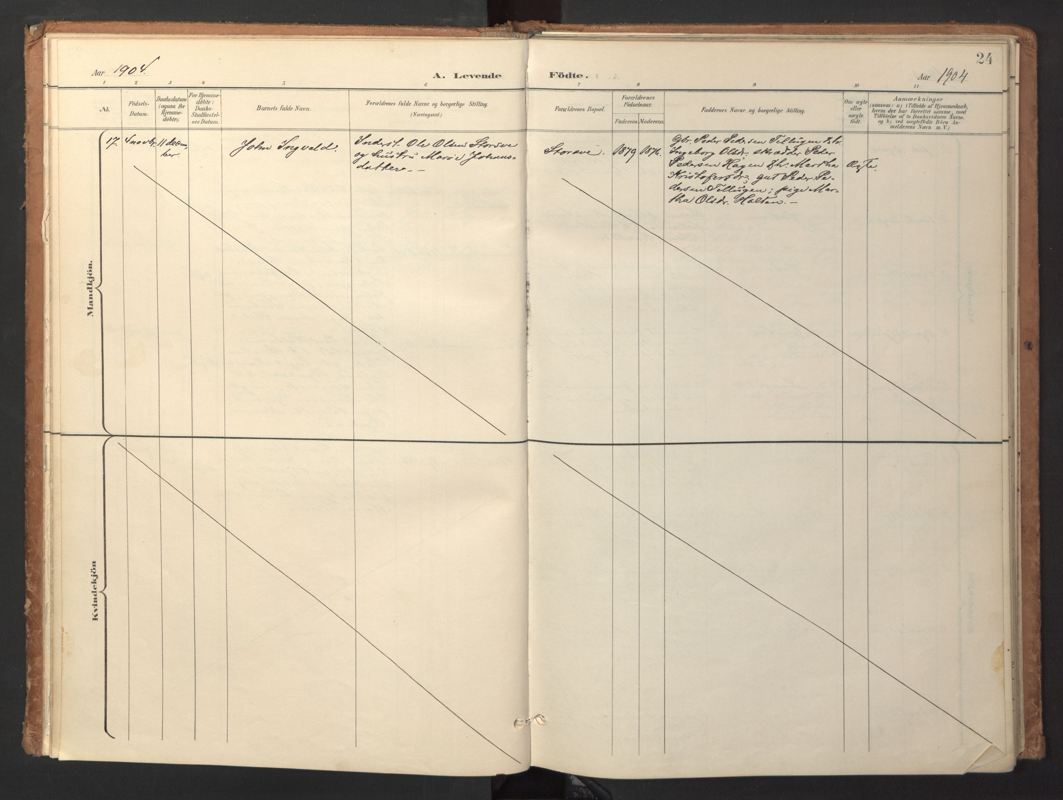 Ministerialprotokoller, klokkerbøker og fødselsregistre - Sør-Trøndelag, AV/SAT-A-1456/618/L0448: Parish register (official) no. 618A11, 1898-1916, p. 24