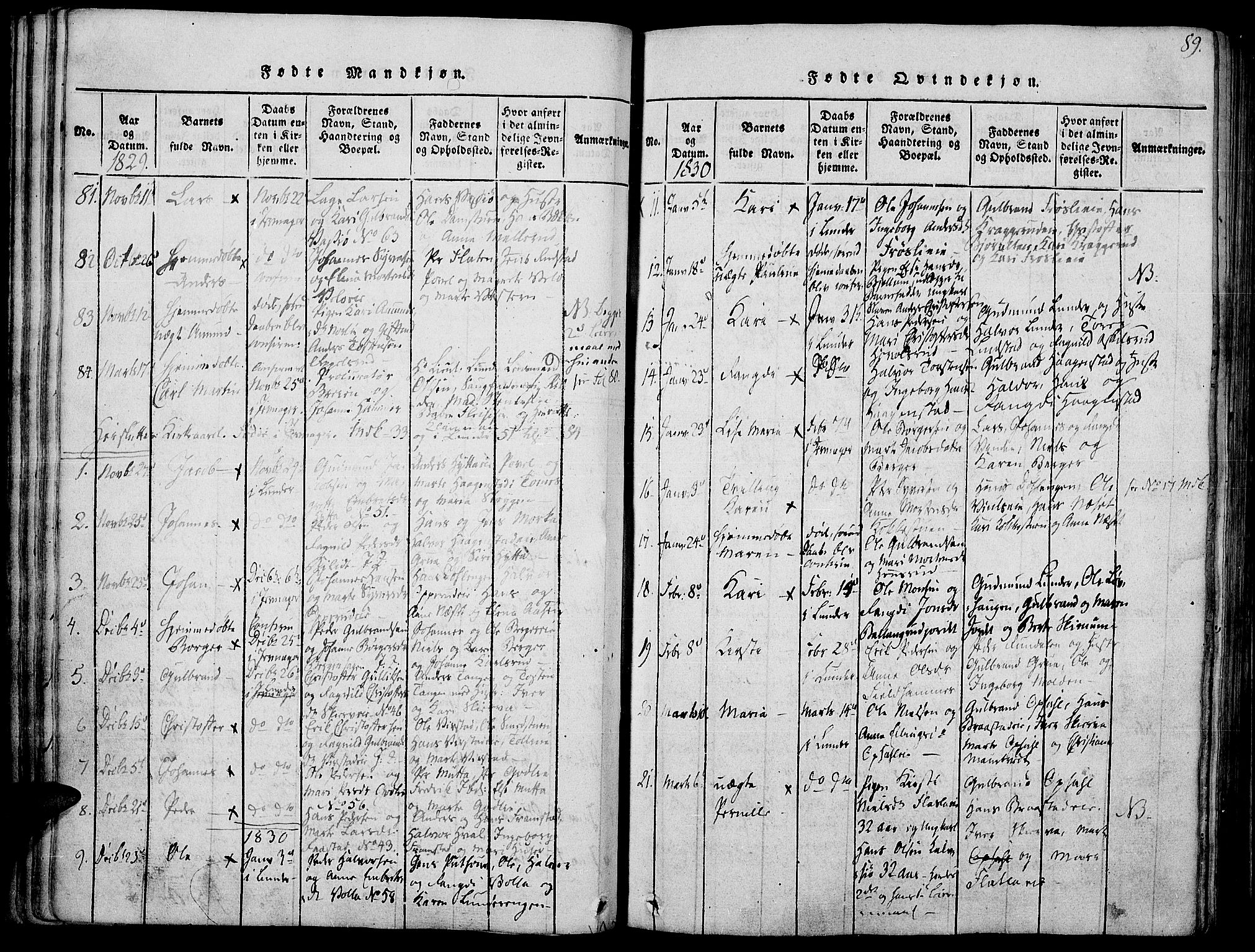 Jevnaker prestekontor, SAH/PREST-116/H/Ha/Haa/L0005: Parish register (official) no. 5, 1815-1837, p. 89