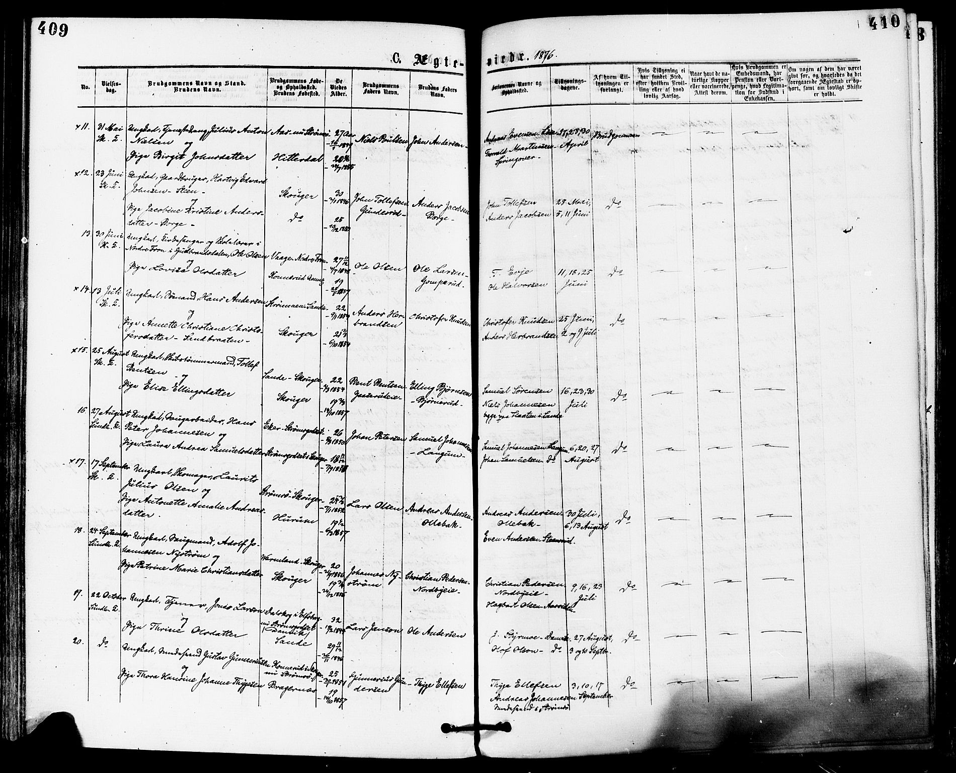 Skoger kirkebøker, AV/SAKO-A-59/F/Fa/L0005: Parish register (official) no. I 5, 1873-1884, p. 409-410