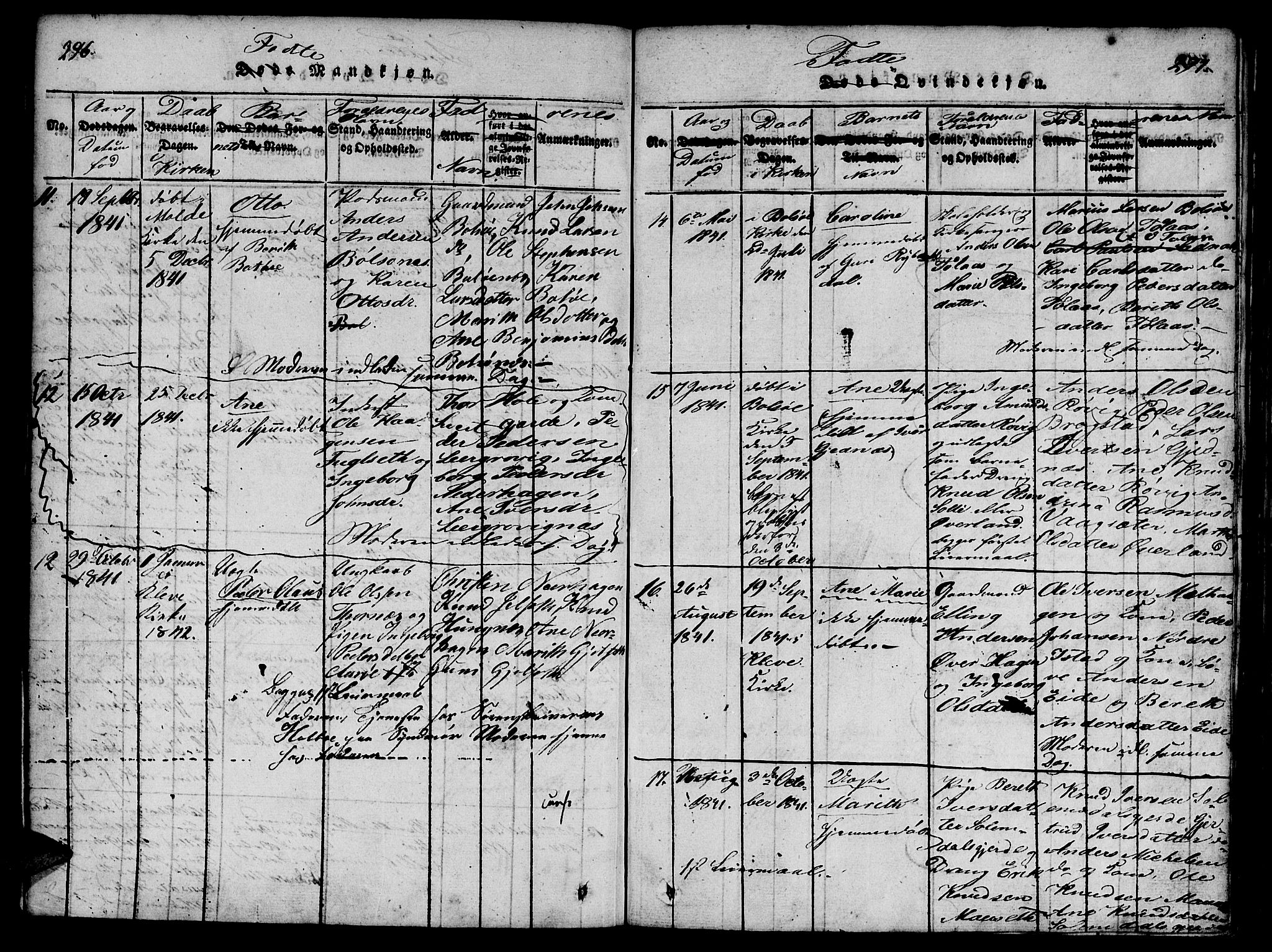 Ministerialprotokoller, klokkerbøker og fødselsregistre - Møre og Romsdal, SAT/A-1454/555/L0652: Parish register (official) no. 555A03, 1817-1843, p. 296-297