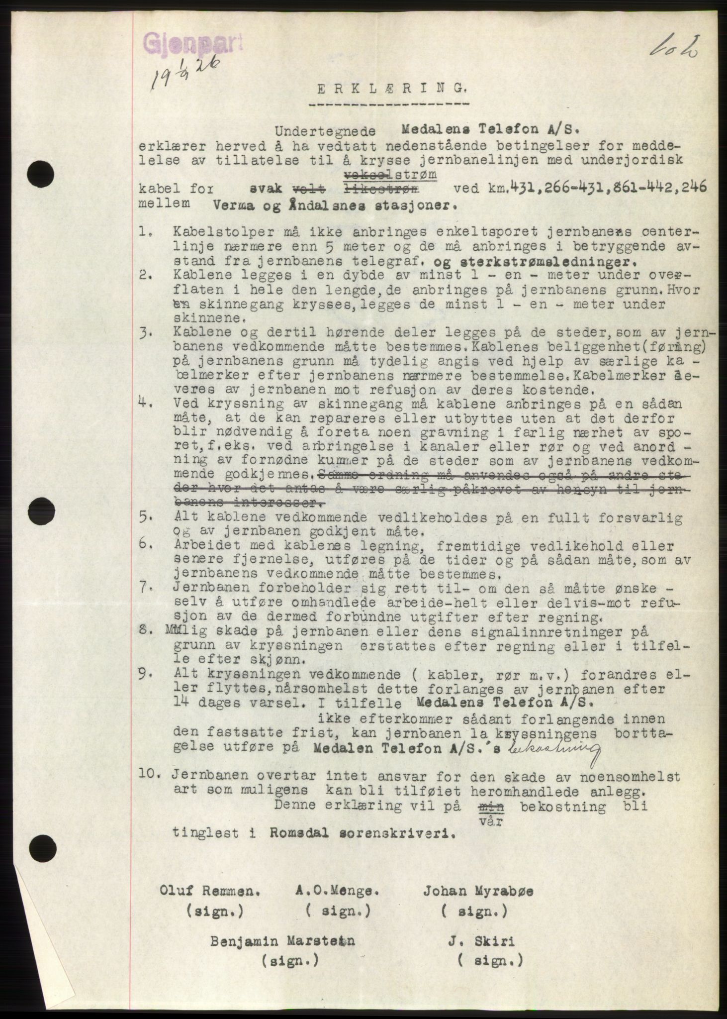 Romsdal sorenskriveri, AV/SAT-A-4149/1/2/2C/L0051: Mortgage book no. 45, 1926-1927, Deed date: 01.09.1926