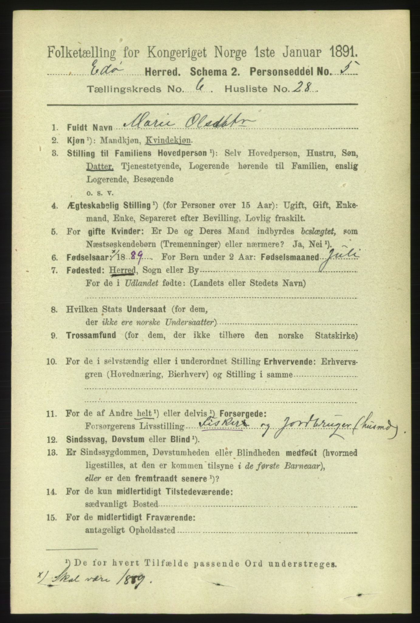 RA, 1891 census for 1573 Edøy, 1891, p. 1525