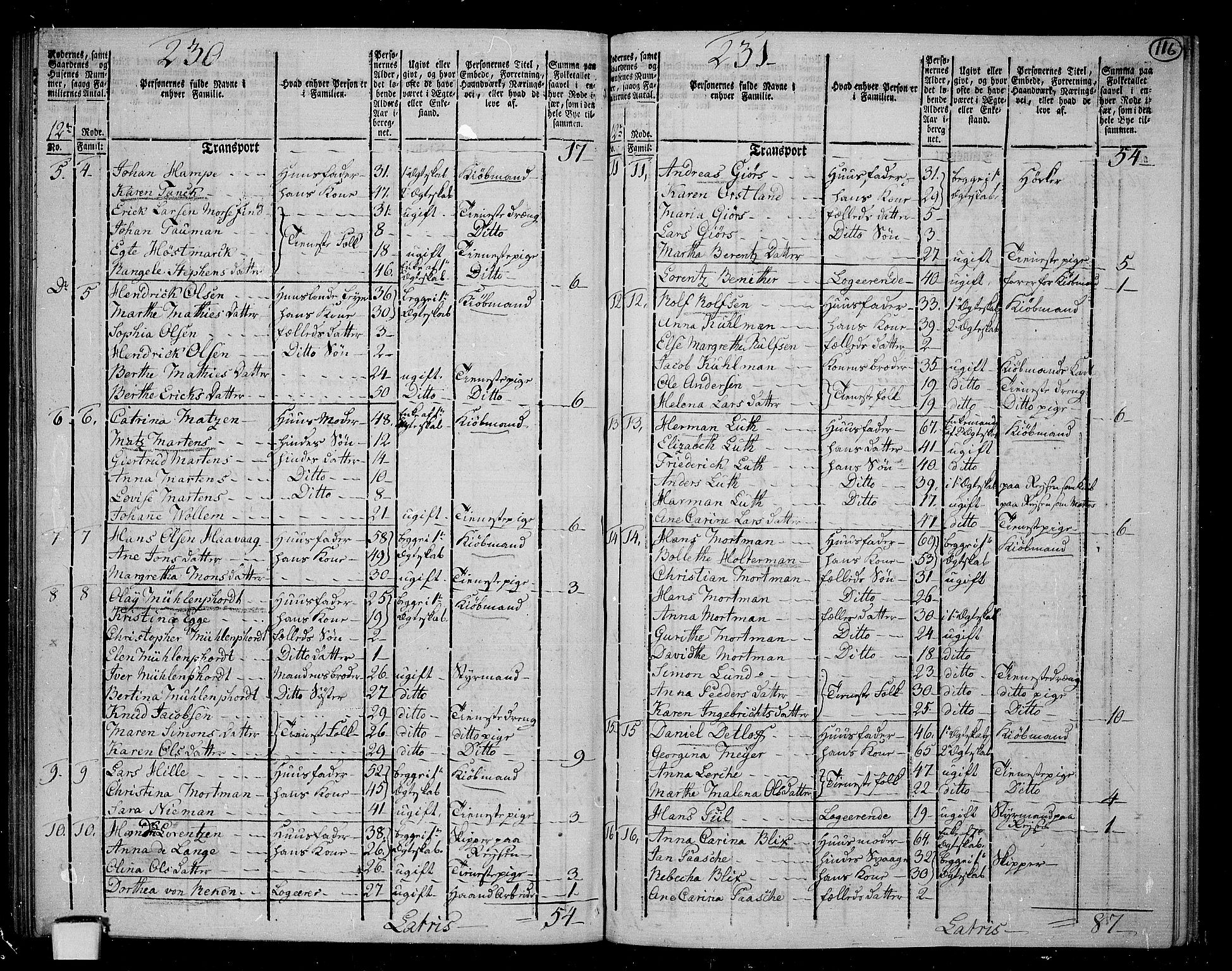 RA, 1801 census for 1301 Bergen, 1801, p. 115b-116a