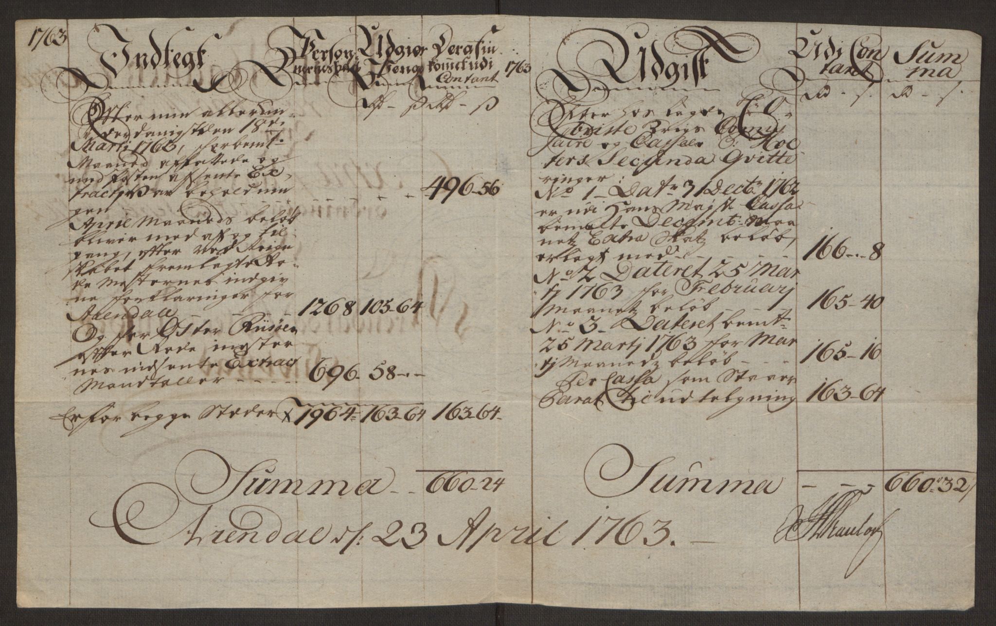 Rentekammeret inntil 1814, Reviderte regnskaper, Byregnskaper, AV/RA-EA-4066/R/Rl/L0230/0001: [L4] Kontribusjonsregnskap / Ekstraskatt, 1762-1764, p. 140