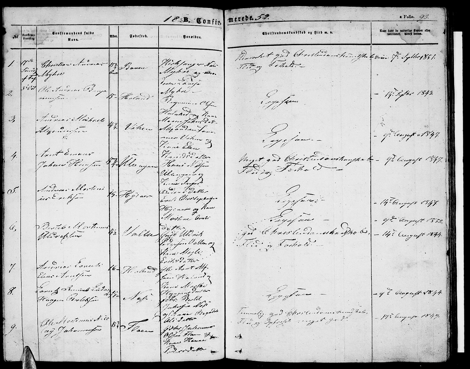 Ministerialprotokoller, klokkerbøker og fødselsregistre - Nordland, AV/SAT-A-1459/816/L0251: Parish register (copy) no. 816C01, 1852-1870, p. 93