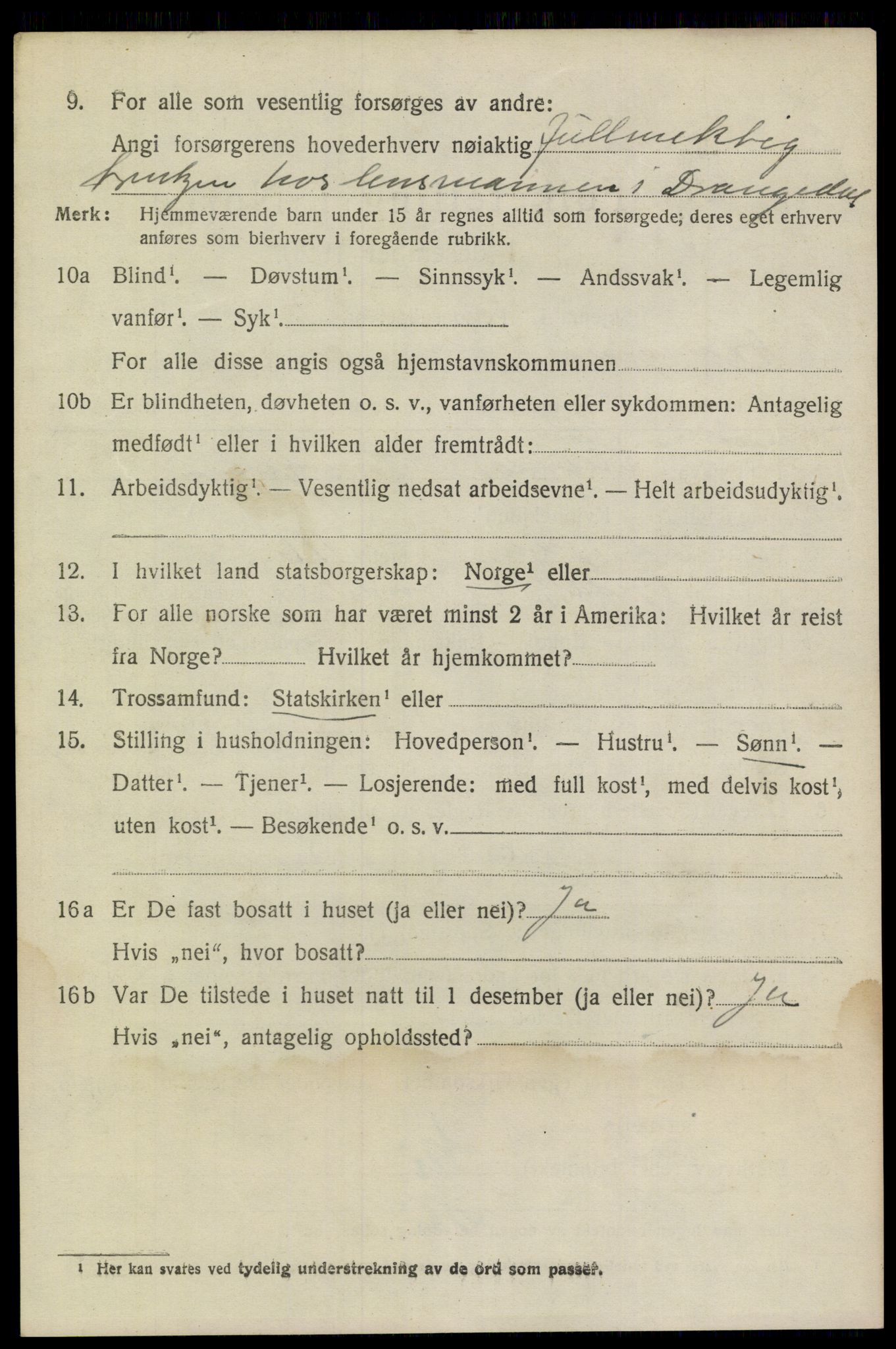 SAKO, 1920 census for Drangedal, 1920, p. 5138