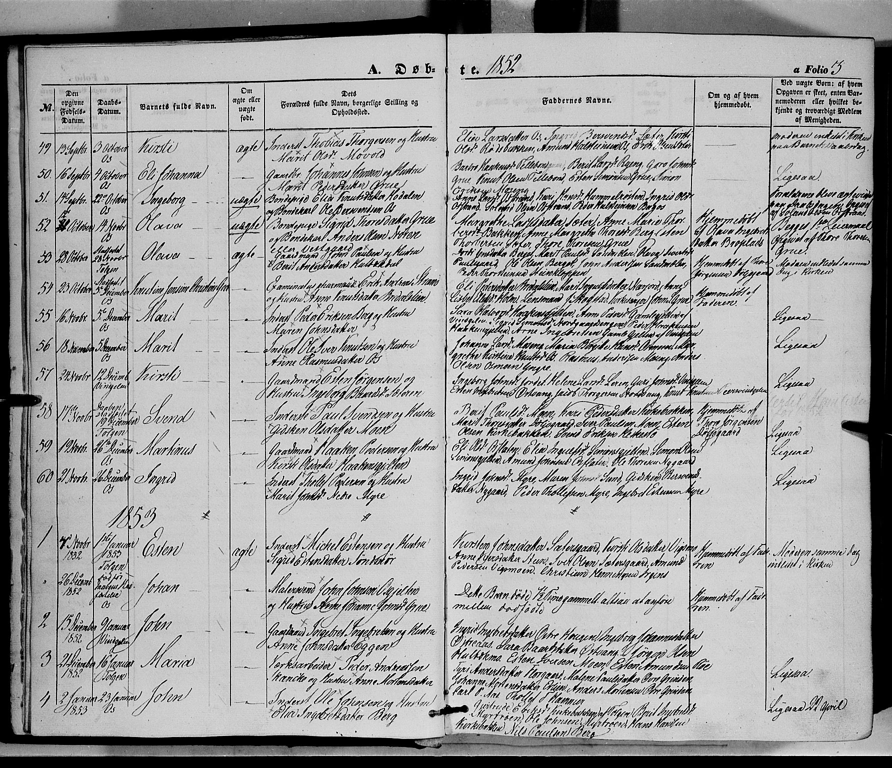 Tolga prestekontor, AV/SAH-PREST-062/K/L0006: Parish register (official) no. 6, 1852-1876, p. 3