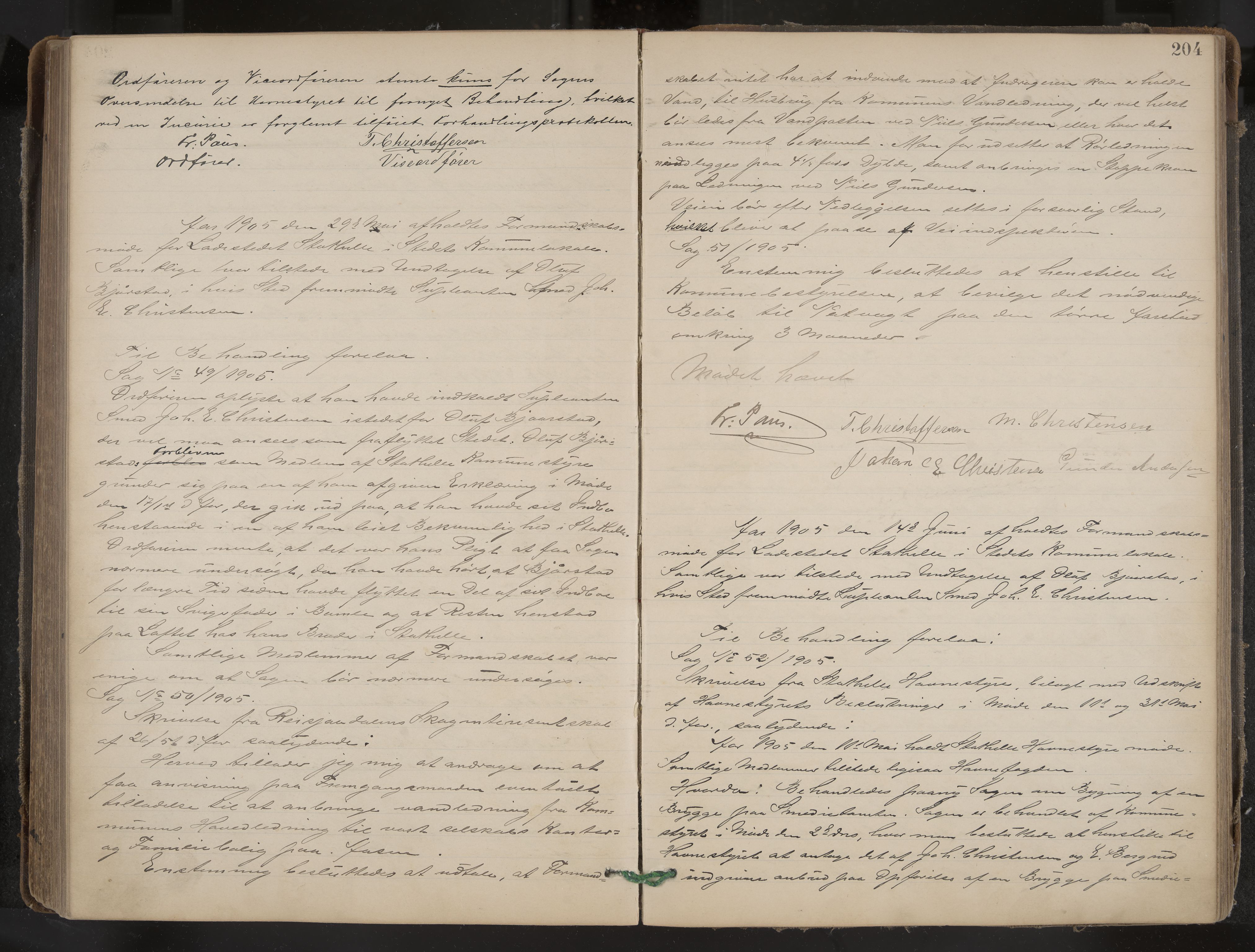 Stathelle formannskap og sentraladministrasjon, IKAK/0803021/A/L0002: Møtebok, 1892-1909, p. 204