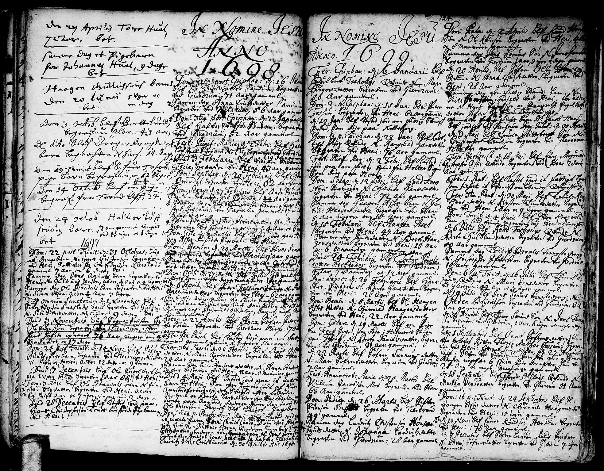 Gjerdrum prestekontor Kirkebøker, SAO/A-10412b/F/Fa/L0001: Parish register (official) no. I 1, 1689-1736, p. 124