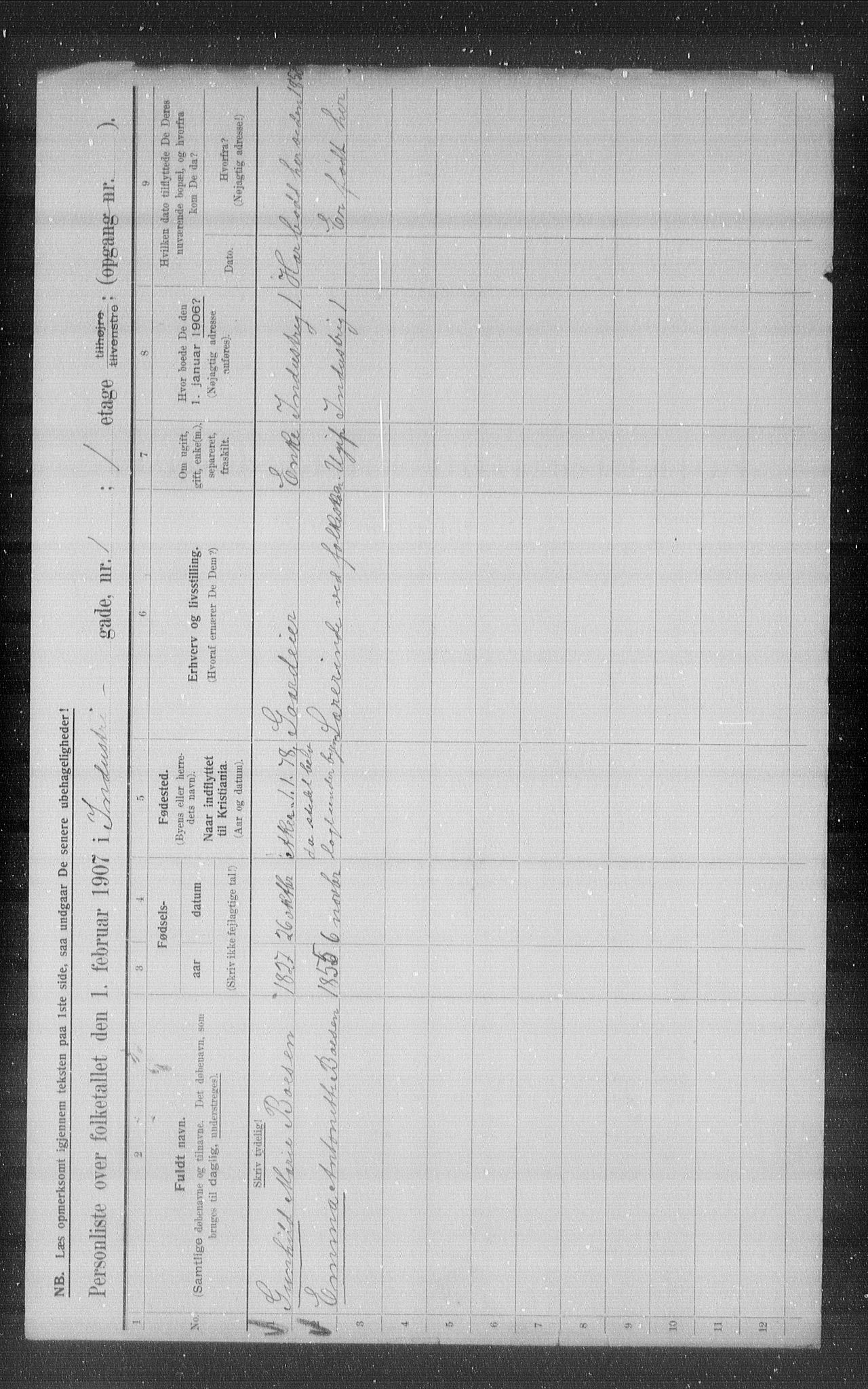 OBA, Municipal Census 1907 for Kristiania, 1907, p. 22162