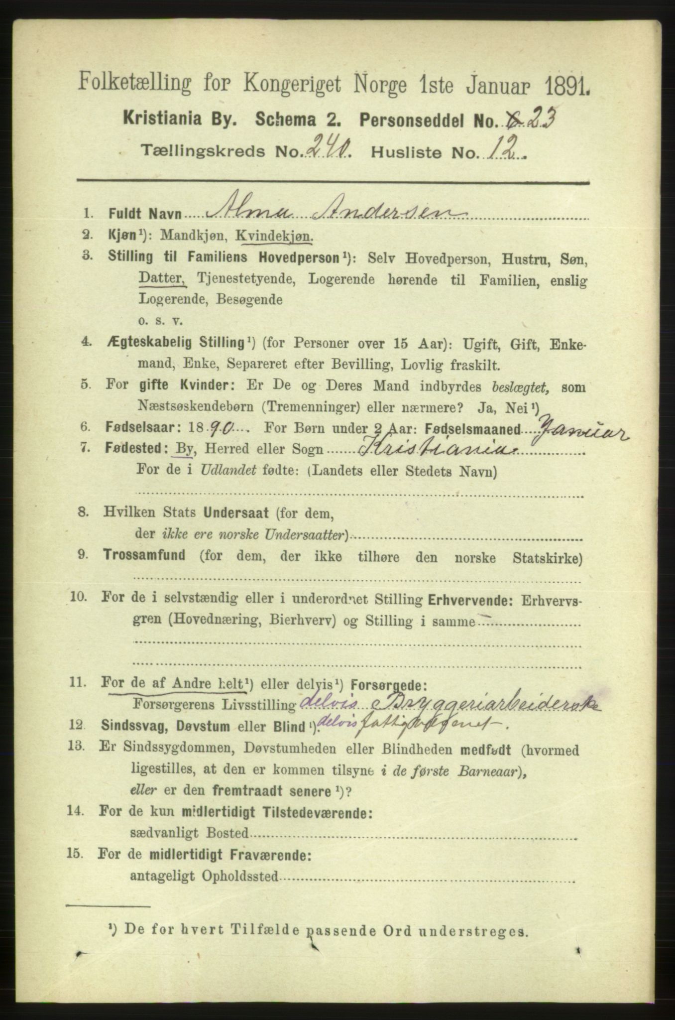 RA, 1891 census for 0301 Kristiania, 1891, p. 146134