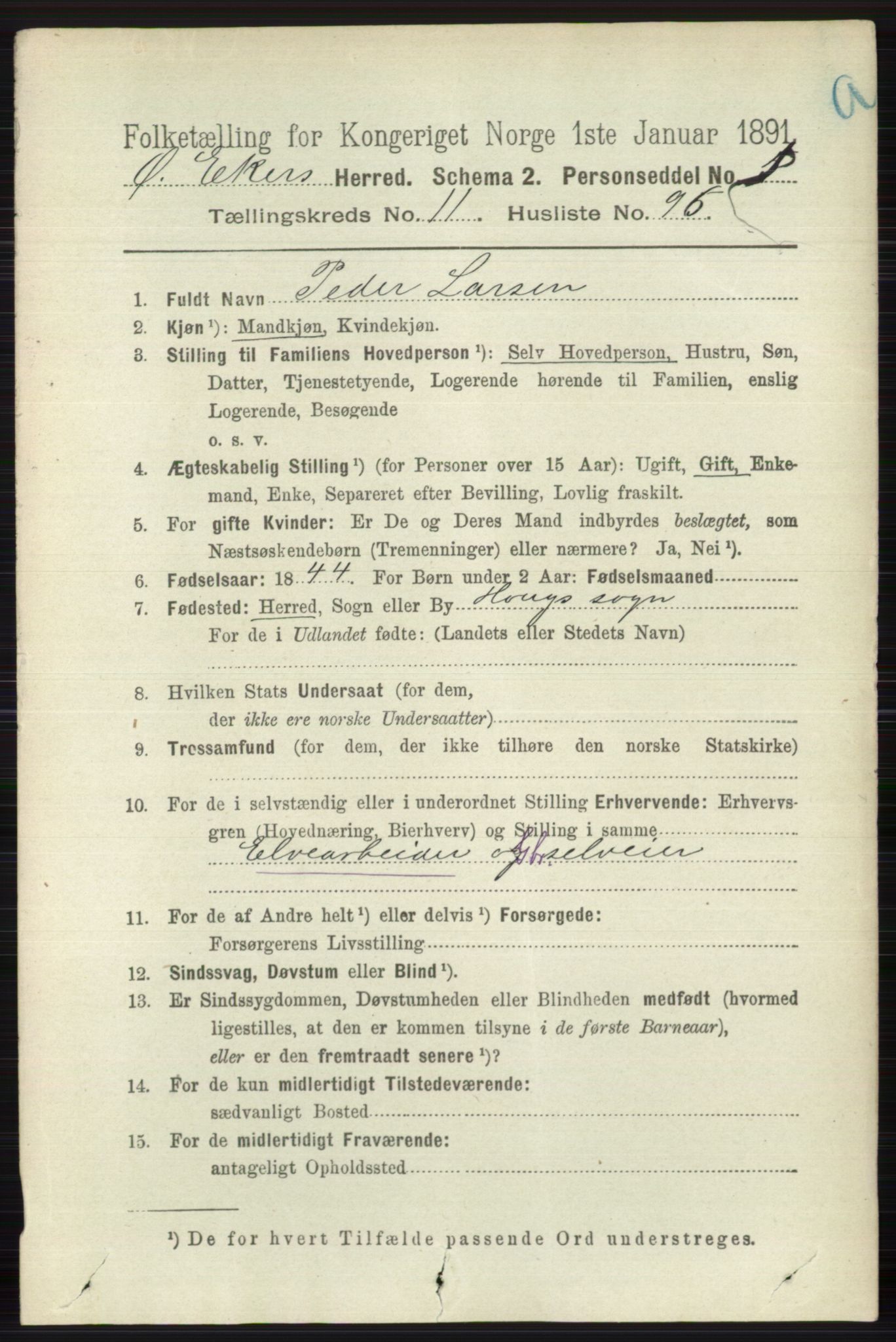 RA, 1891 census for 0624 Øvre Eiker, 1891, p. 5188