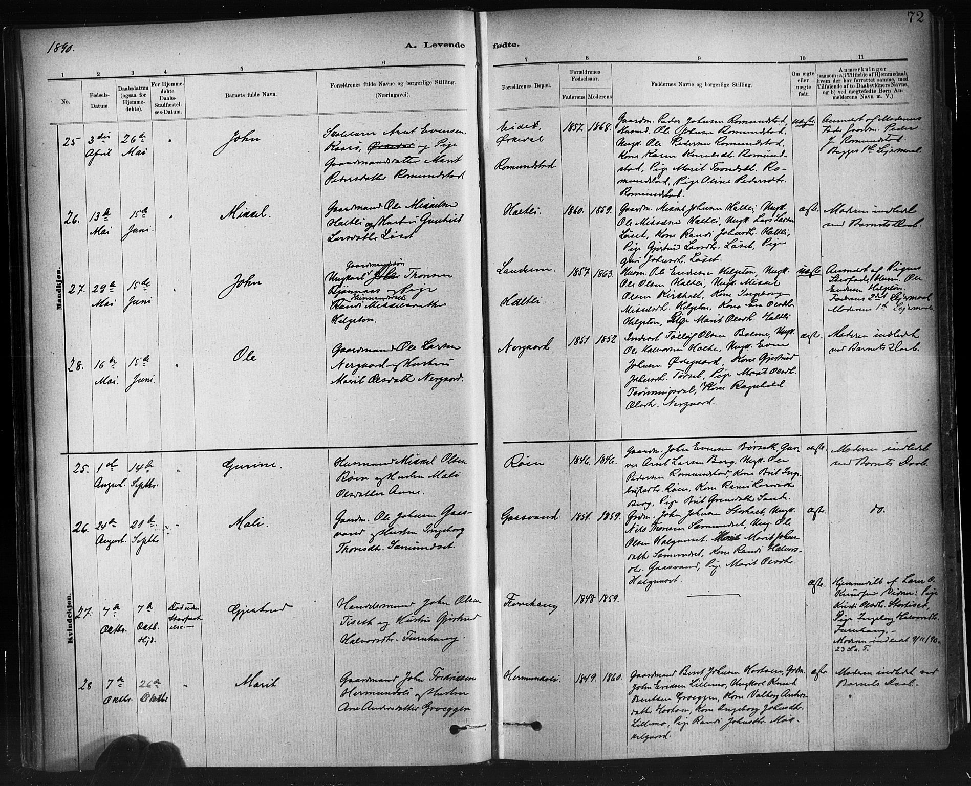 Ministerialprotokoller, klokkerbøker og fødselsregistre - Møre og Romsdal, AV/SAT-A-1454/598/L1069: Parish register (official) no. 598A03, 1882-1895, p. 72