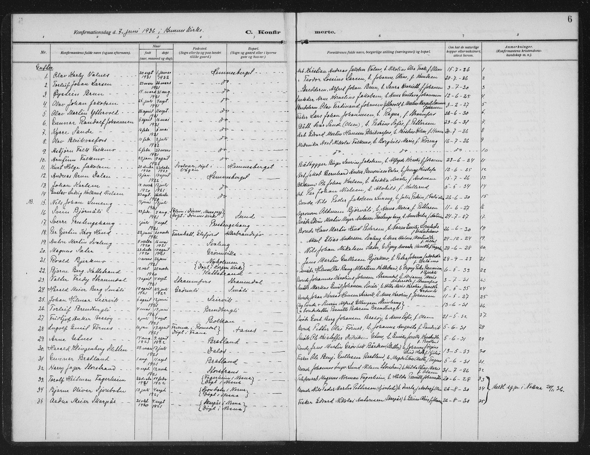 Ministerialprotokoller, klokkerbøker og fødselsregistre - Nordland, SAT/A-1459/825/L0371: Parish register (copy) no. 825C08, 1907-1940, p. 6