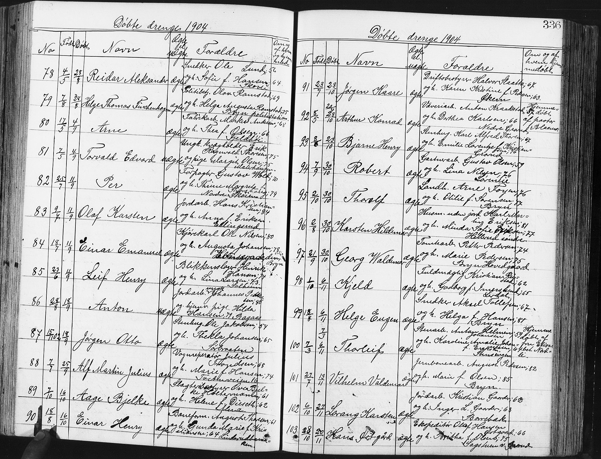 Østre Aker prestekontor Kirkebøker, SAO/A-10840/G/Ga/L0003: Parish register (copy) no. I 3, 1868-1913, p. 336