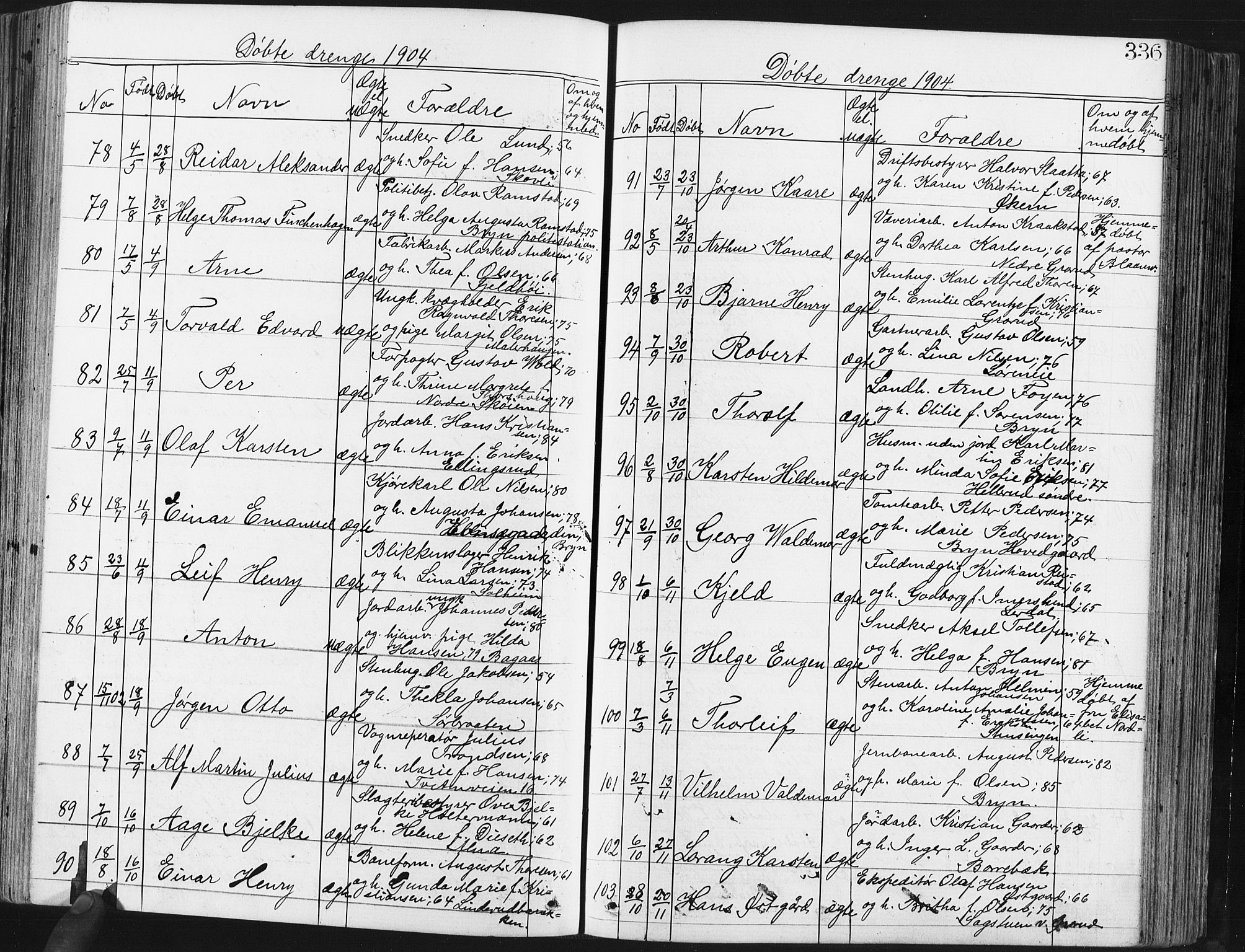 Østre Aker prestekontor Kirkebøker, AV/SAO-A-10840/G/Ga/L0003: Parish register (copy) no. I 3, 1868-1913, p. 336