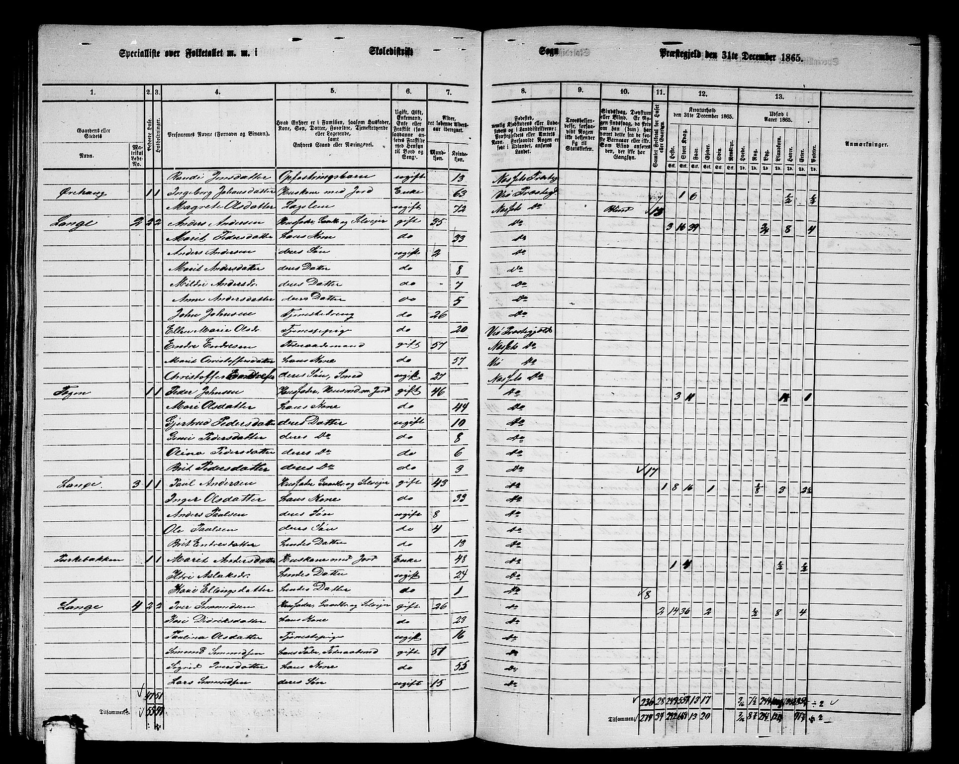 RA, 1865 census for Nesset, 1865, p. 142