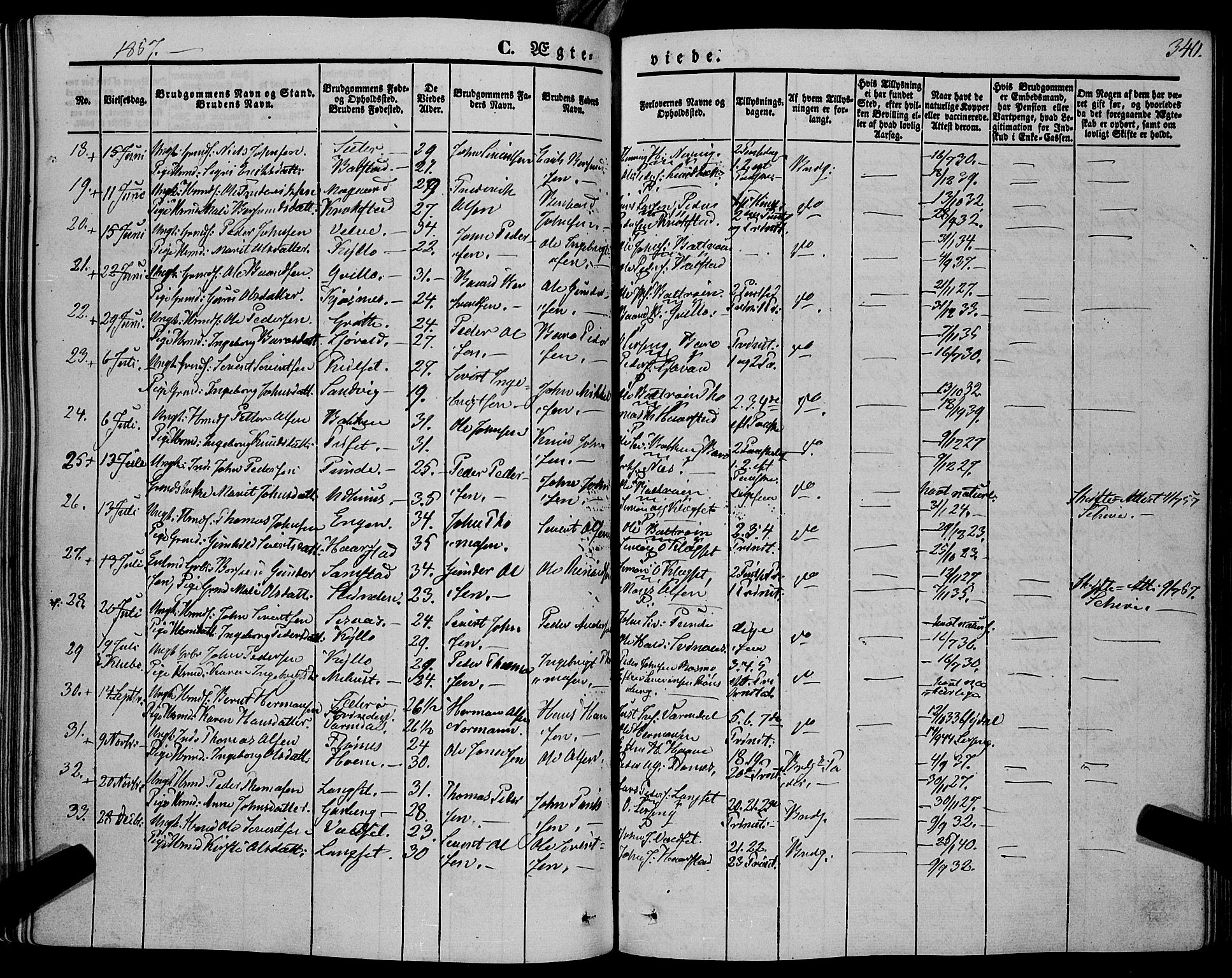 Ministerialprotokoller, klokkerbøker og fødselsregistre - Sør-Trøndelag, SAT/A-1456/695/L1145: Parish register (official) no. 695A06 /1, 1843-1859, p. 340