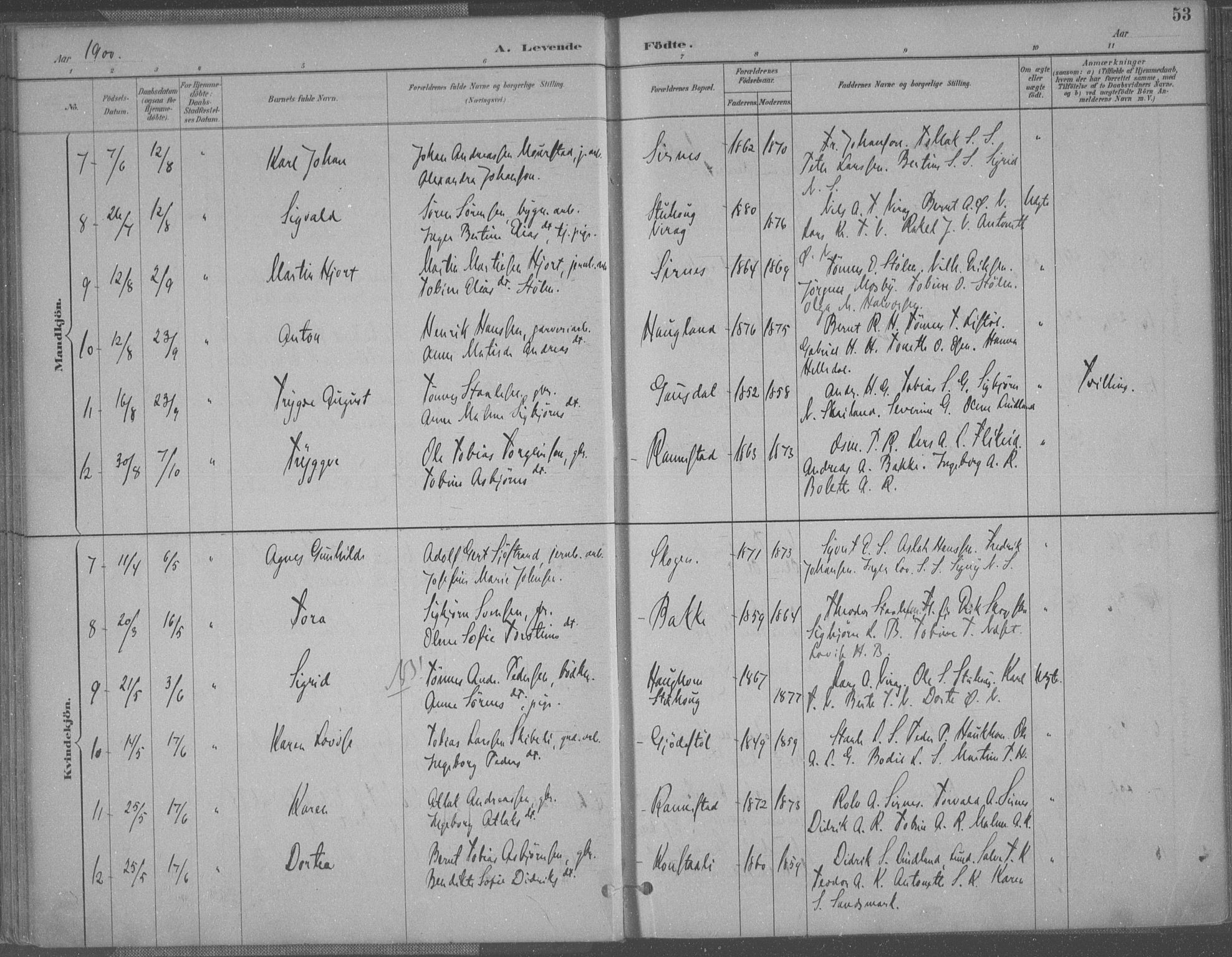 Bakke sokneprestkontor, AV/SAK-1111-0002/F/Fa/Faa/L0008: Parish register (official) no. A 8, 1887-1911, p. 53