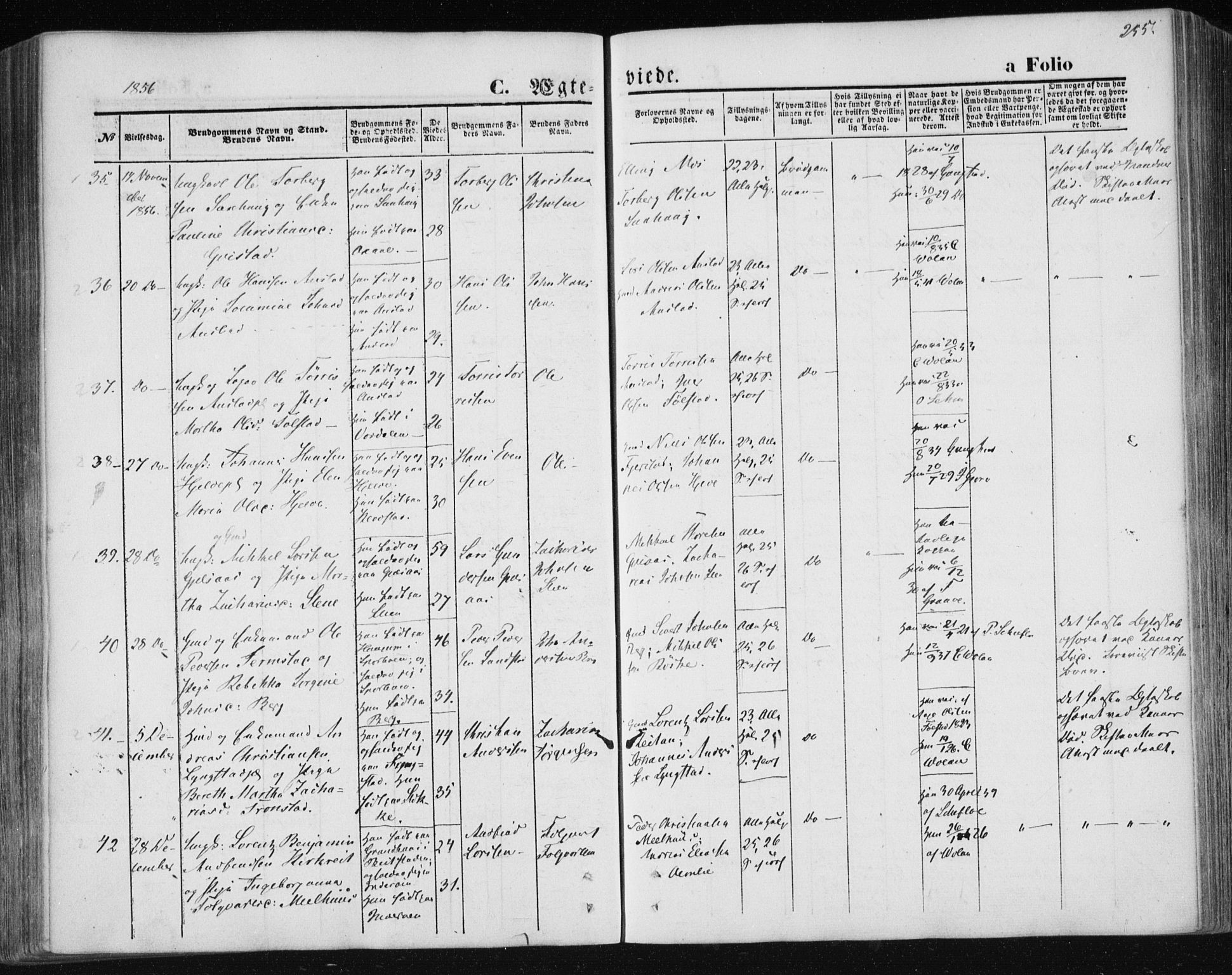 Ministerialprotokoller, klokkerbøker og fødselsregistre - Nord-Trøndelag, SAT/A-1458/730/L0283: Parish register (official) no. 730A08, 1855-1865, p. 255