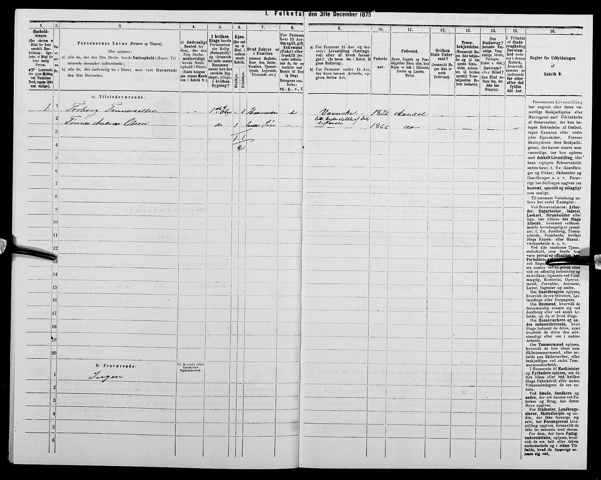 SAK, 1875 census for 1002B Mandal/Mandal, 1875, p. 1064