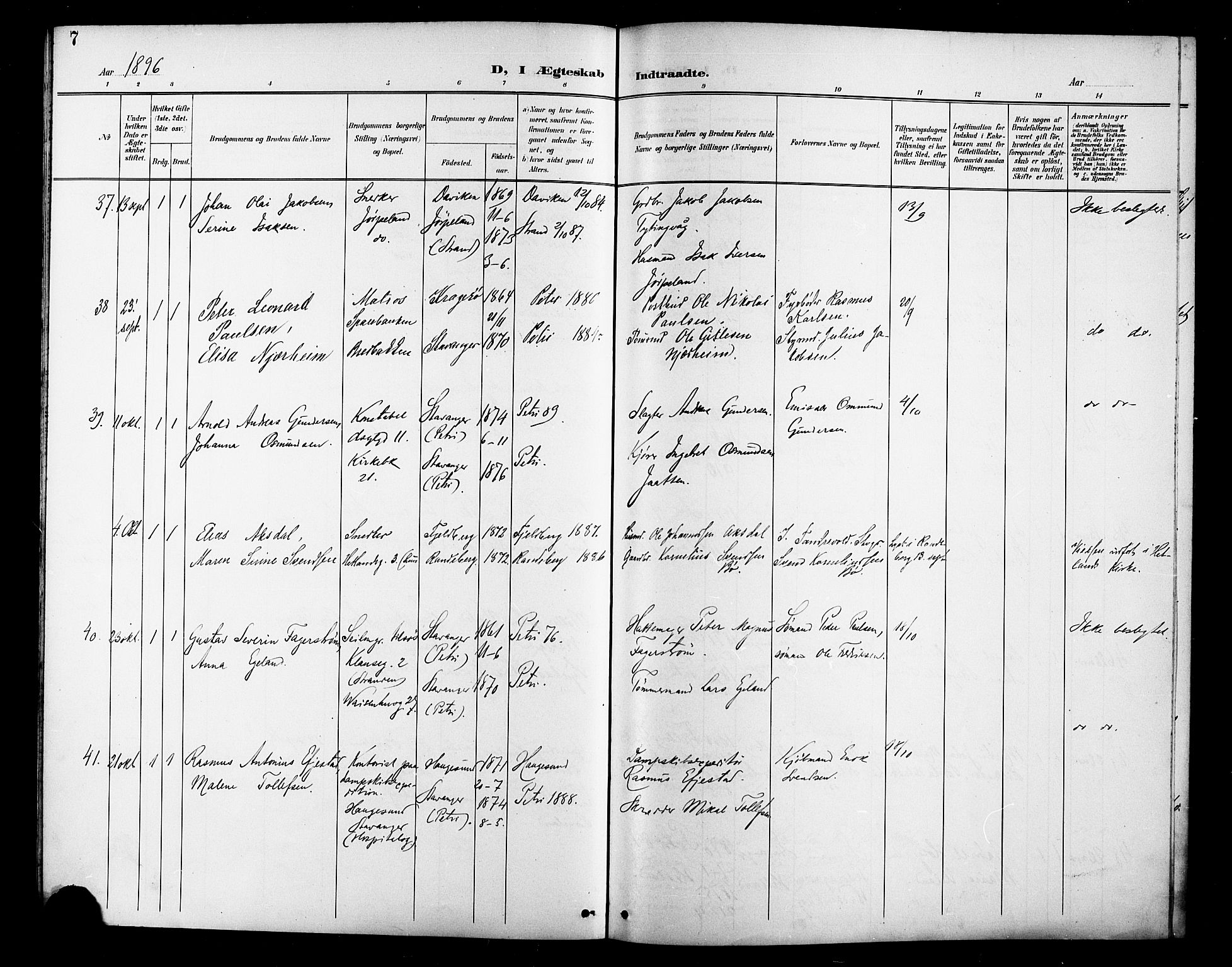 St. Petri sokneprestkontor, AV/SAST-A-101813/001/30/30BB/L0007: Parish register (copy) no. B 7, 1895-1902, p. 7