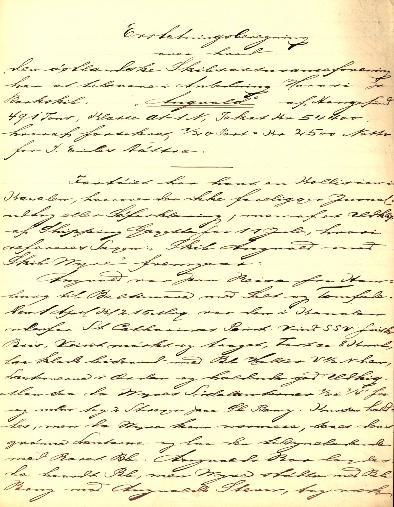 Pa 63 - Østlandske skibsassuranceforening, VEMU/A-1079/G/Ga/L0017/0002: Havaridokumenter / St. Lawrence, Frank, Souvenir, Sokrates, Augwald, 1884, p. 63