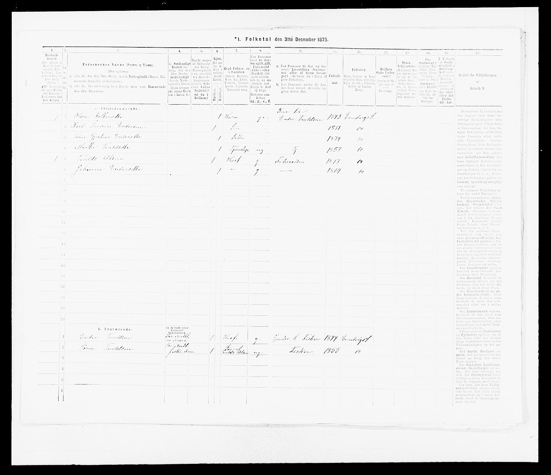 SAB, 1875 census for 1411P Eivindvik, 1875, p. 712