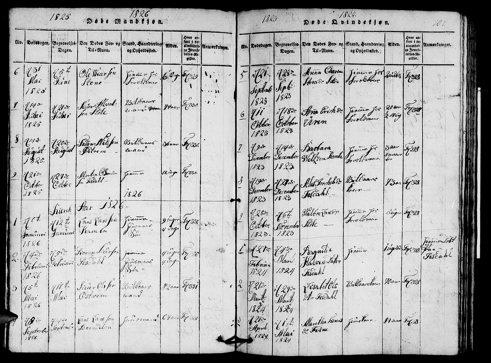 Etne sokneprestembete, SAB/A-75001/H/Hab: Parish register (copy) no. A 1, 1815-1849, p. 101