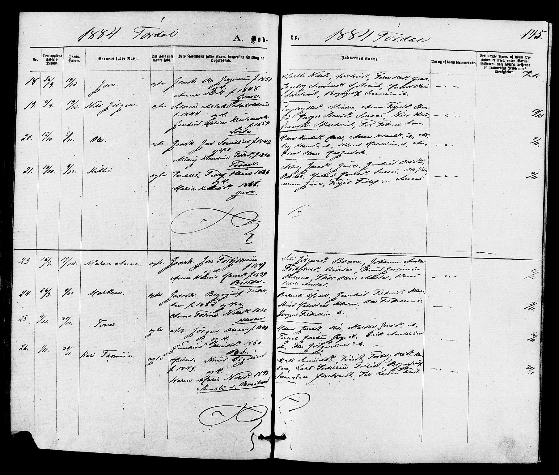 Drangedal kirkebøker, SAKO/A-258/F/Fa/L0009: Parish register (official) no. 9 /2, 1872-1884, p. 145