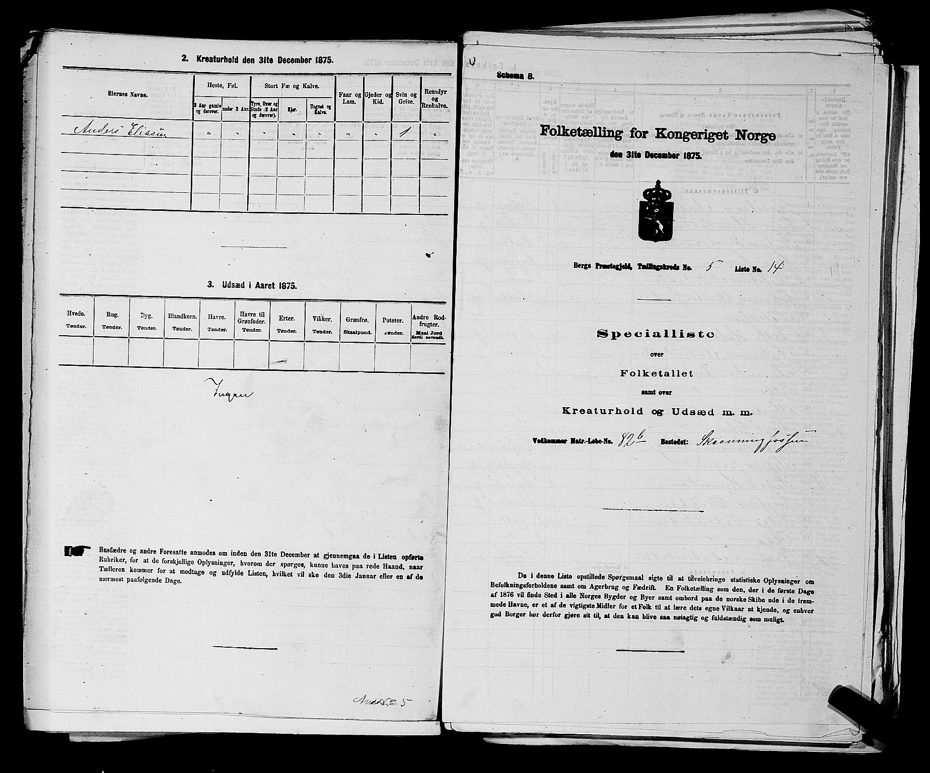 RA, 1875 census for 0116P Berg, 1875, p. 713
