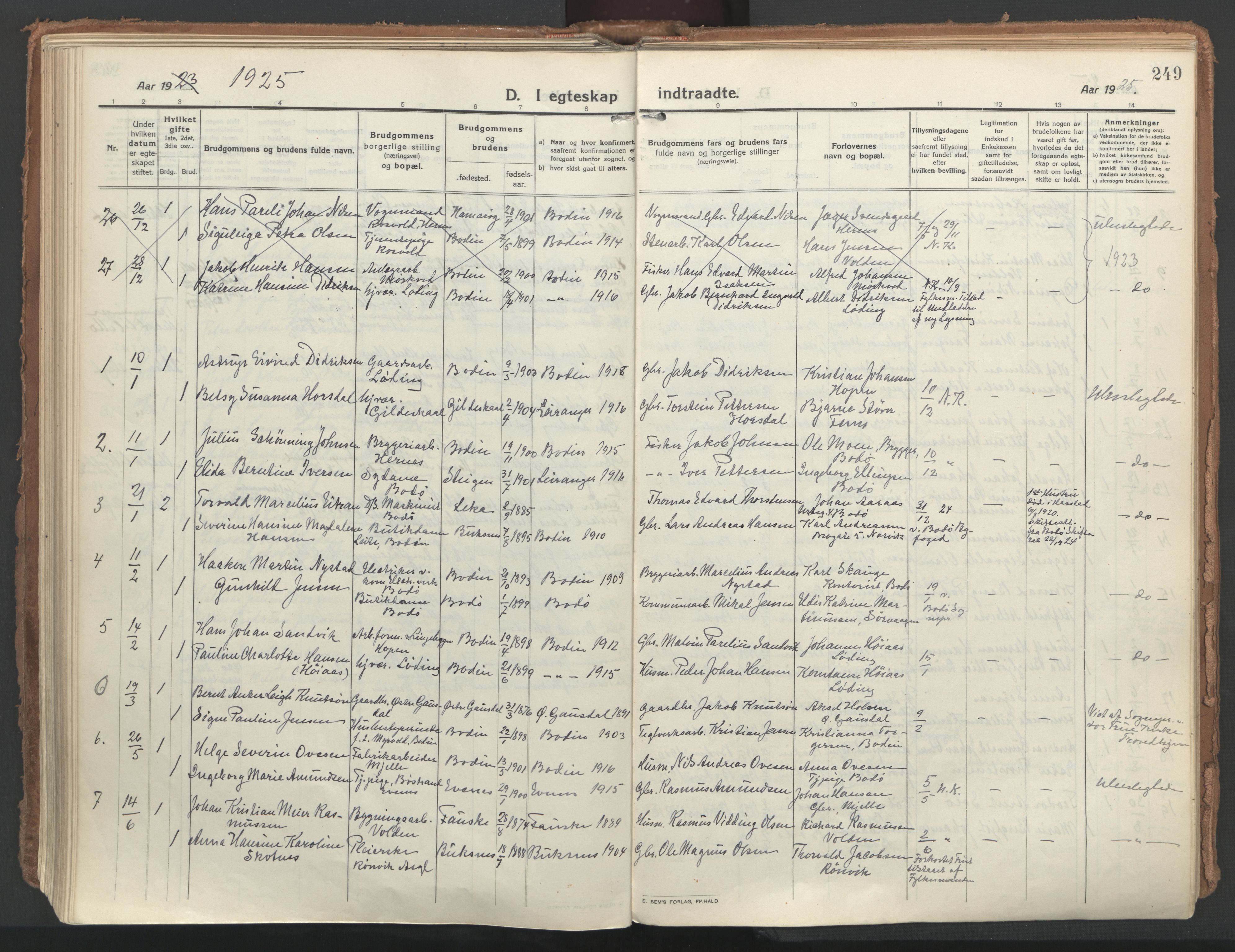 Ministerialprotokoller, klokkerbøker og fødselsregistre - Nordland, SAT/A-1459/802/L0060: Parish register (official) no. 802A07, 1916-1933, p. 249