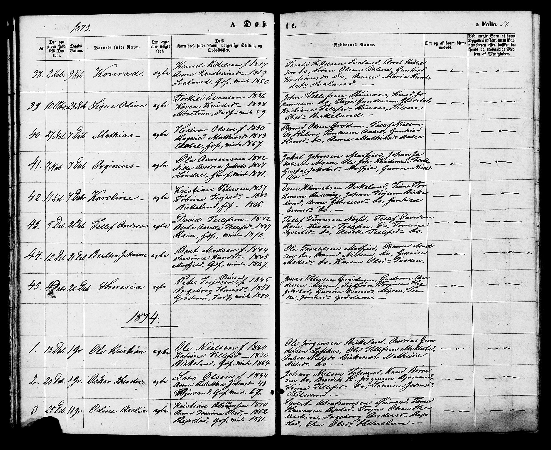 Birkenes sokneprestkontor, AV/SAK-1111-0004/F/Fa/L0004: Parish register (official) no. A 4, 1867-1886, p. 28