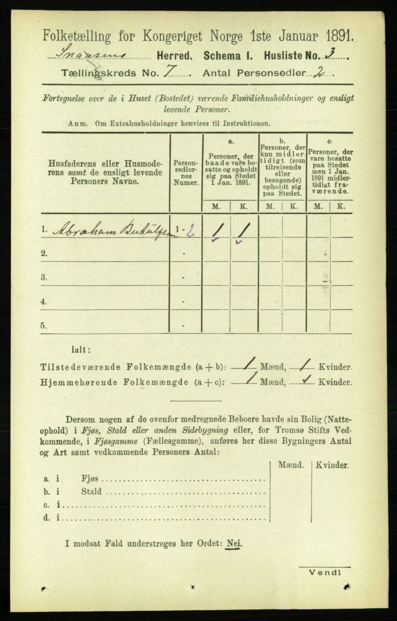 RA, 1891 census for 1736 Snåsa, 1891, p. 2277