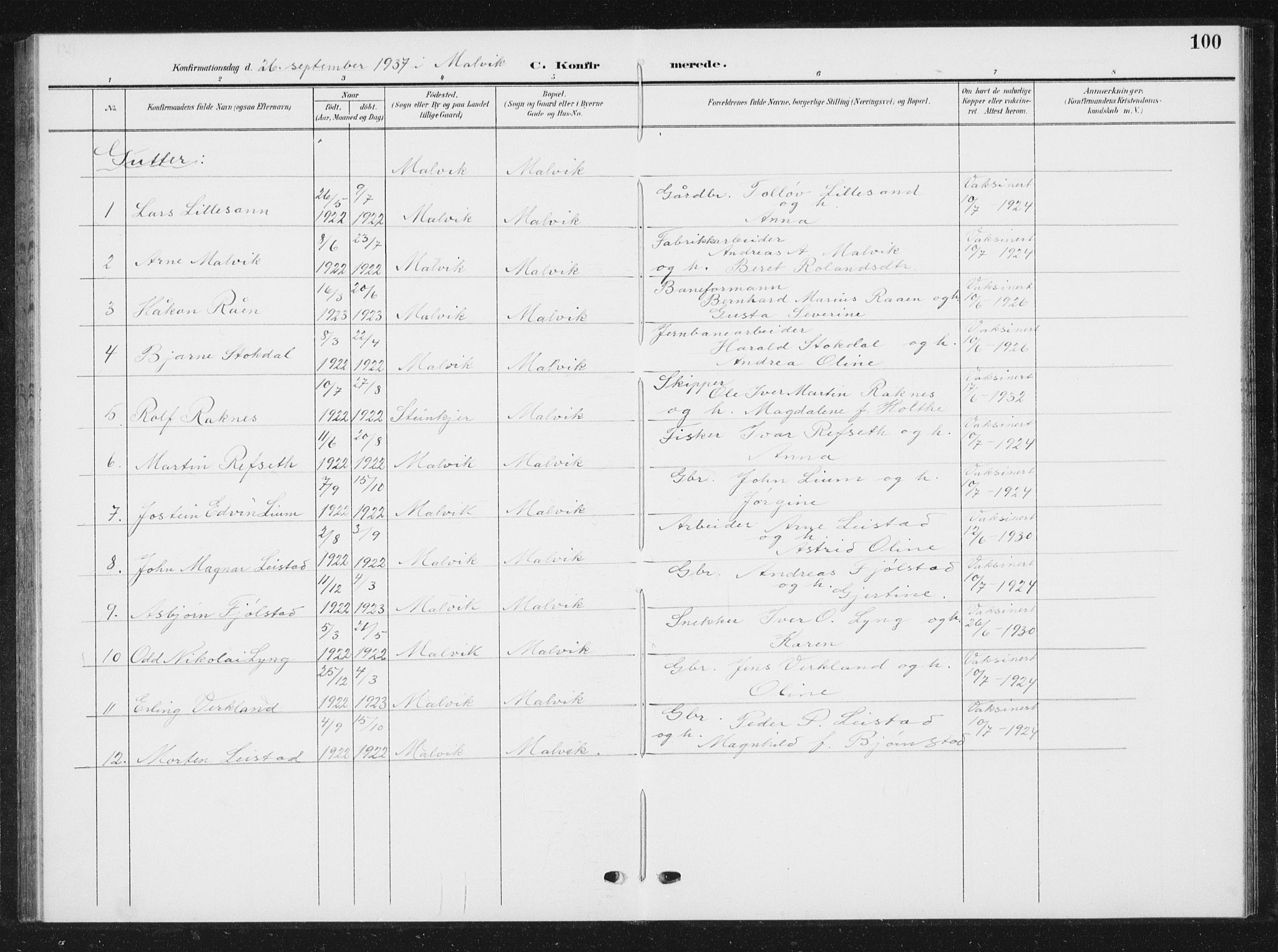 Ministerialprotokoller, klokkerbøker og fødselsregistre - Sør-Trøndelag, SAT/A-1456/616/L0424: Parish register (copy) no. 616C07, 1904-1940, p. 100