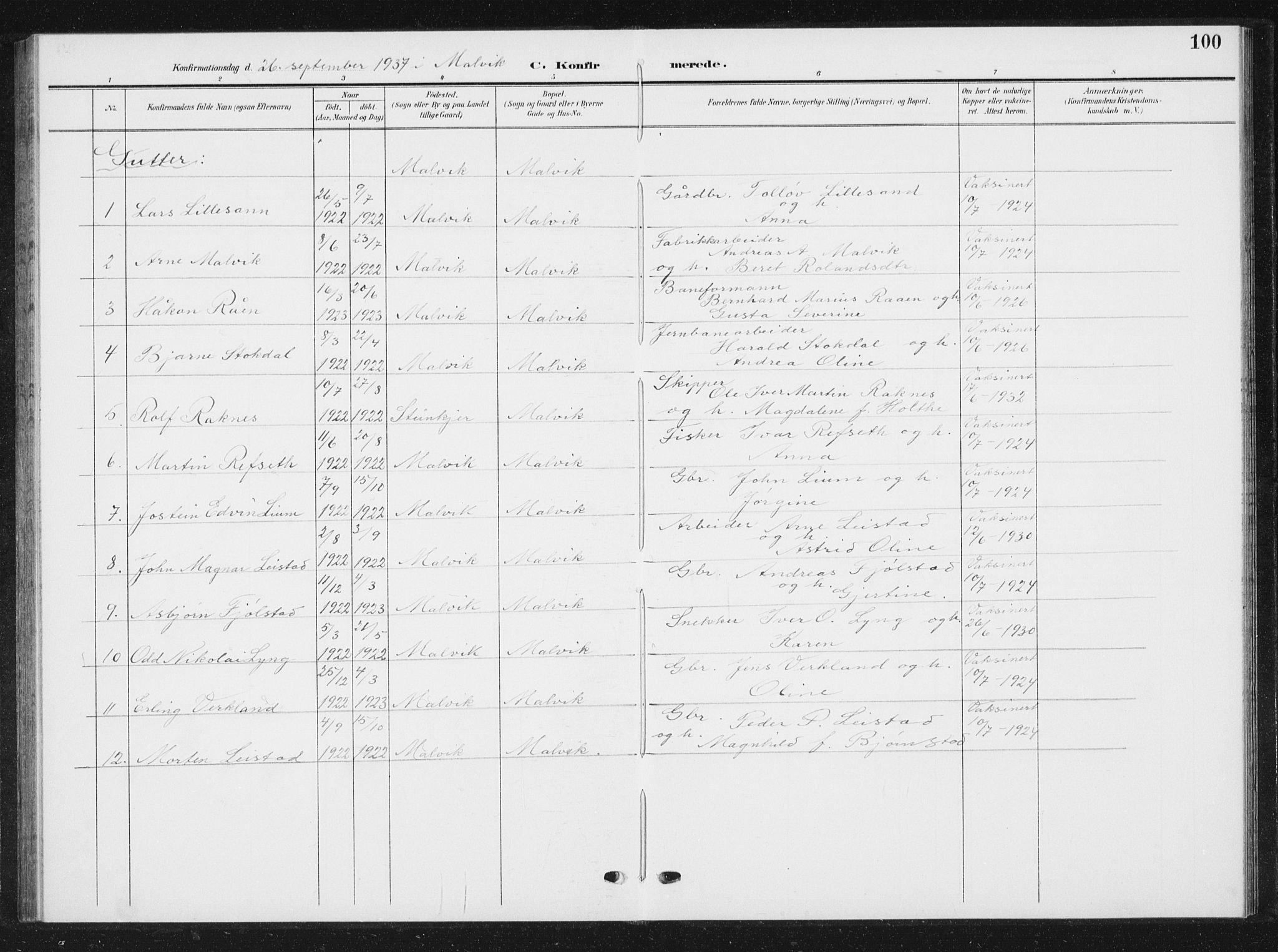 Ministerialprotokoller, klokkerbøker og fødselsregistre - Sør-Trøndelag, AV/SAT-A-1456/616/L0424: Parish register (copy) no. 616C07, 1904-1940, p. 100