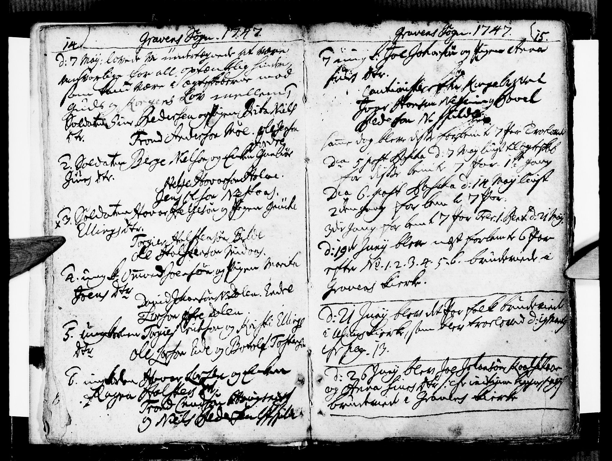 Ulvik sokneprestembete, SAB/A-78801/H/Haa: Parish register (official) no. A 9, 1743-1792, p. 14-15