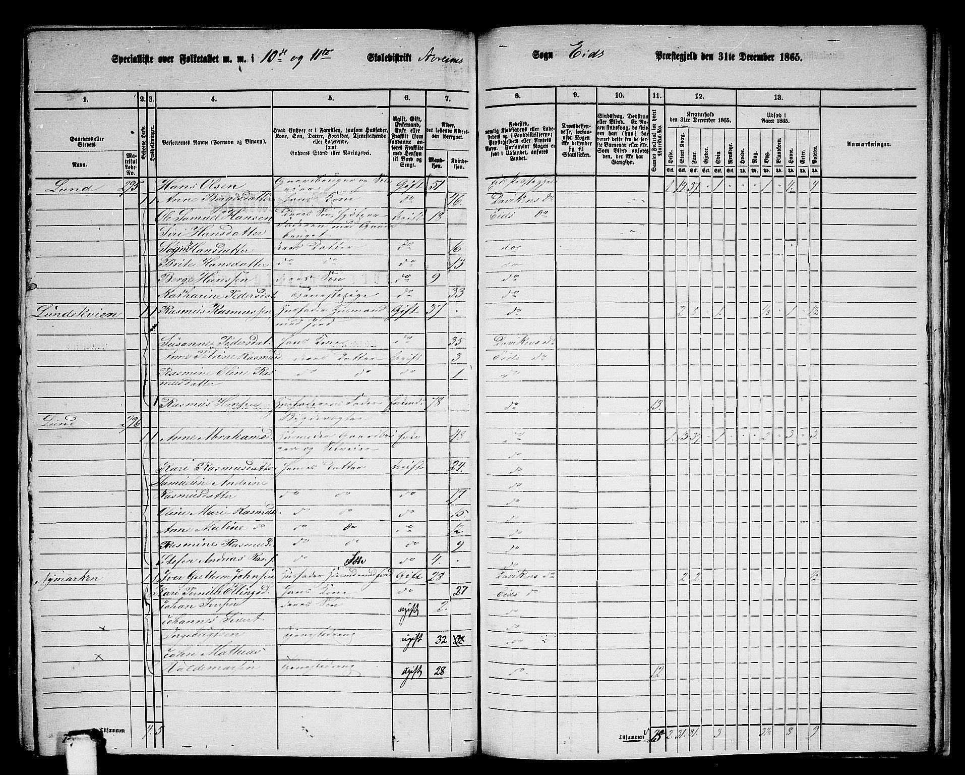 RA, 1865 census for Eid, 1865, p. 194