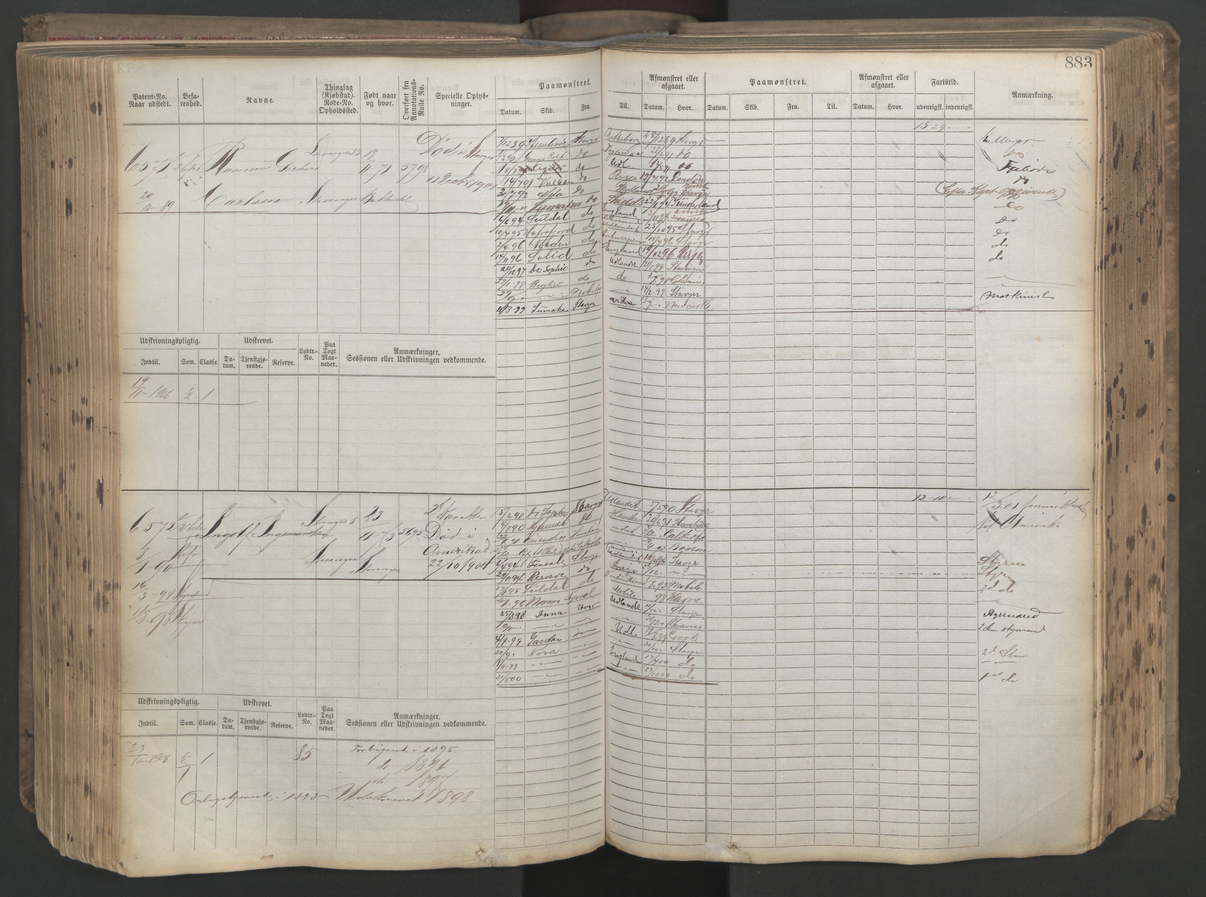 Stavanger sjømannskontor, AV/SAST-A-102006/F/Fb/Fbb/L0021: Sjøfartshovedrulle patnentnr. 6005-7204 (dublett), 1887, p. 288