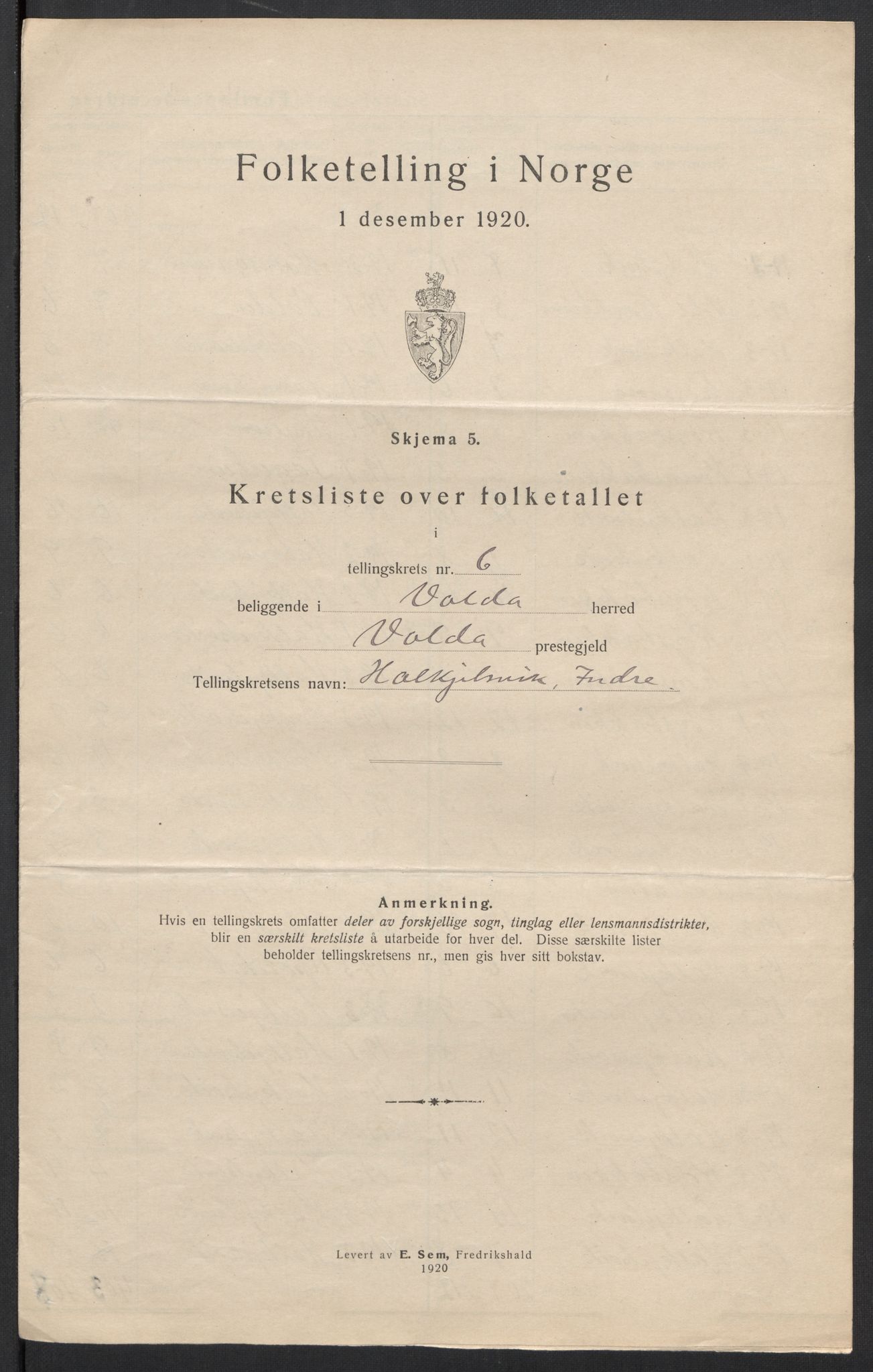 SAT, 1920 census for Volda, 1920, p. 21