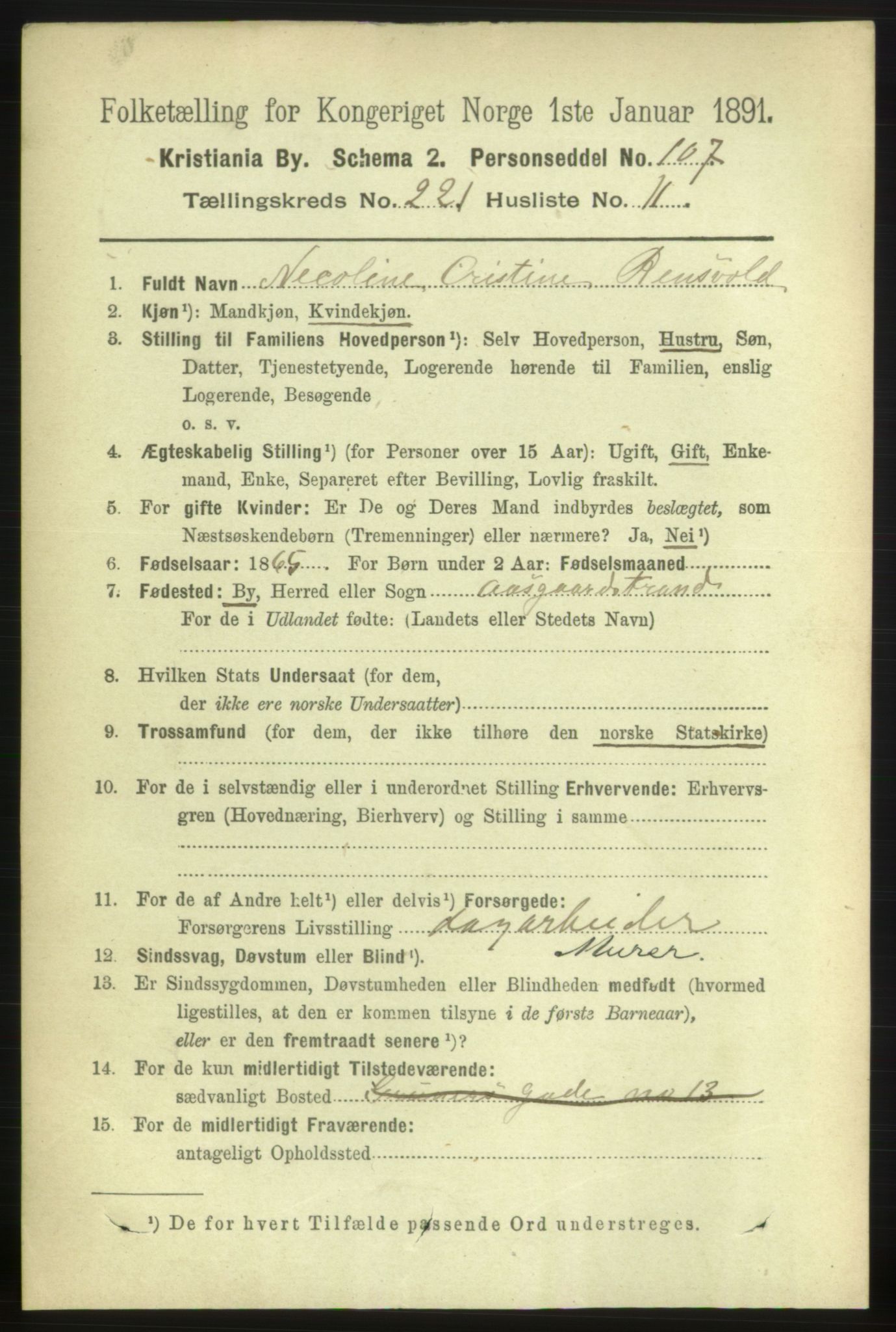 RA, 1891 census for 0301 Kristiania, 1891, p. 132697