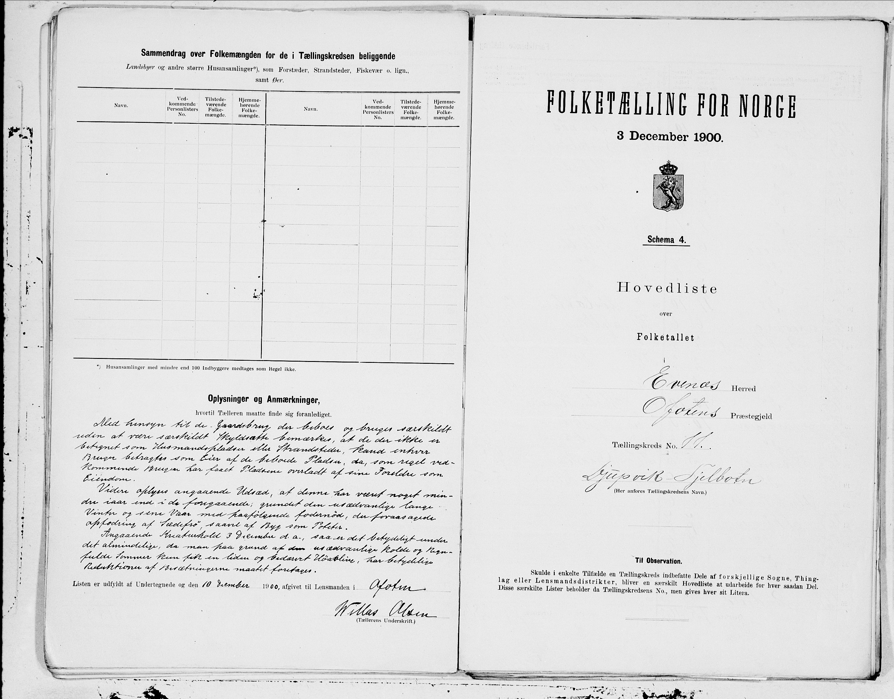 SAT, 1900 census for Evenes, 1900, p. 22