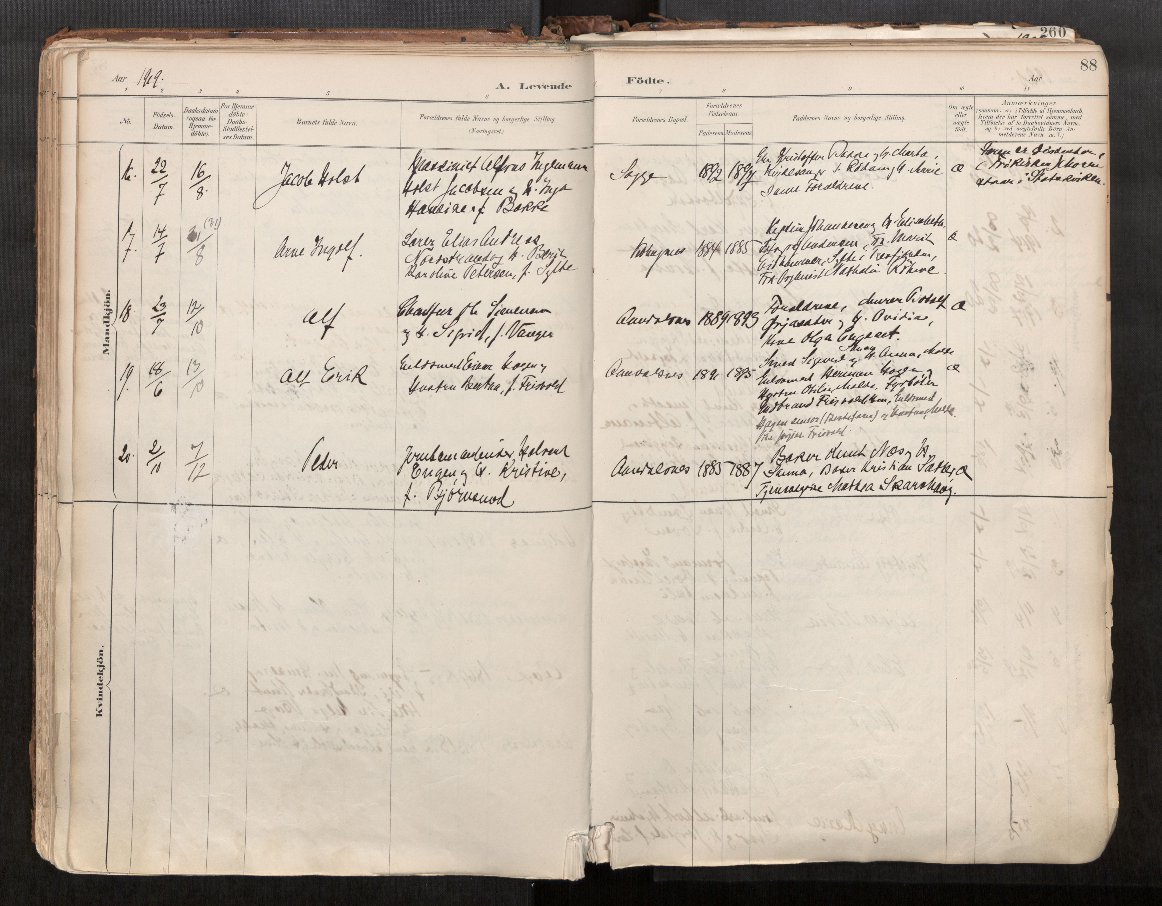 Ministerialprotokoller, klokkerbøker og fødselsregistre - Møre og Romsdal, AV/SAT-A-1454/544/L0585: Parish register (official) no. 544A06, 1887-1924, p. 88